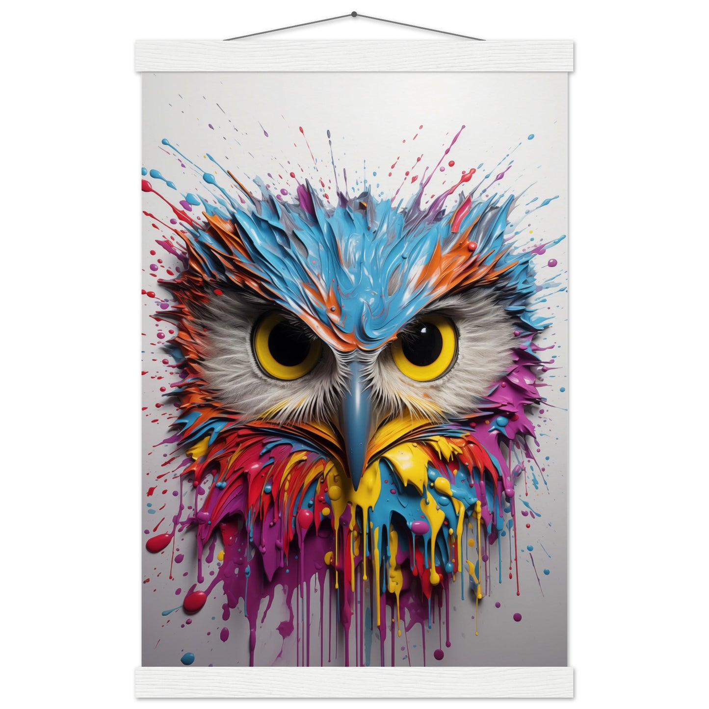 Owl Splash Art Poster with Hanger