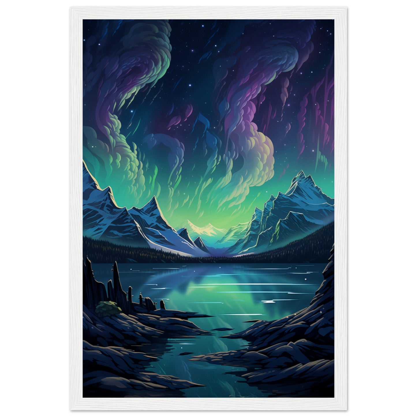 Glacial Glow Wooden Framed Poster