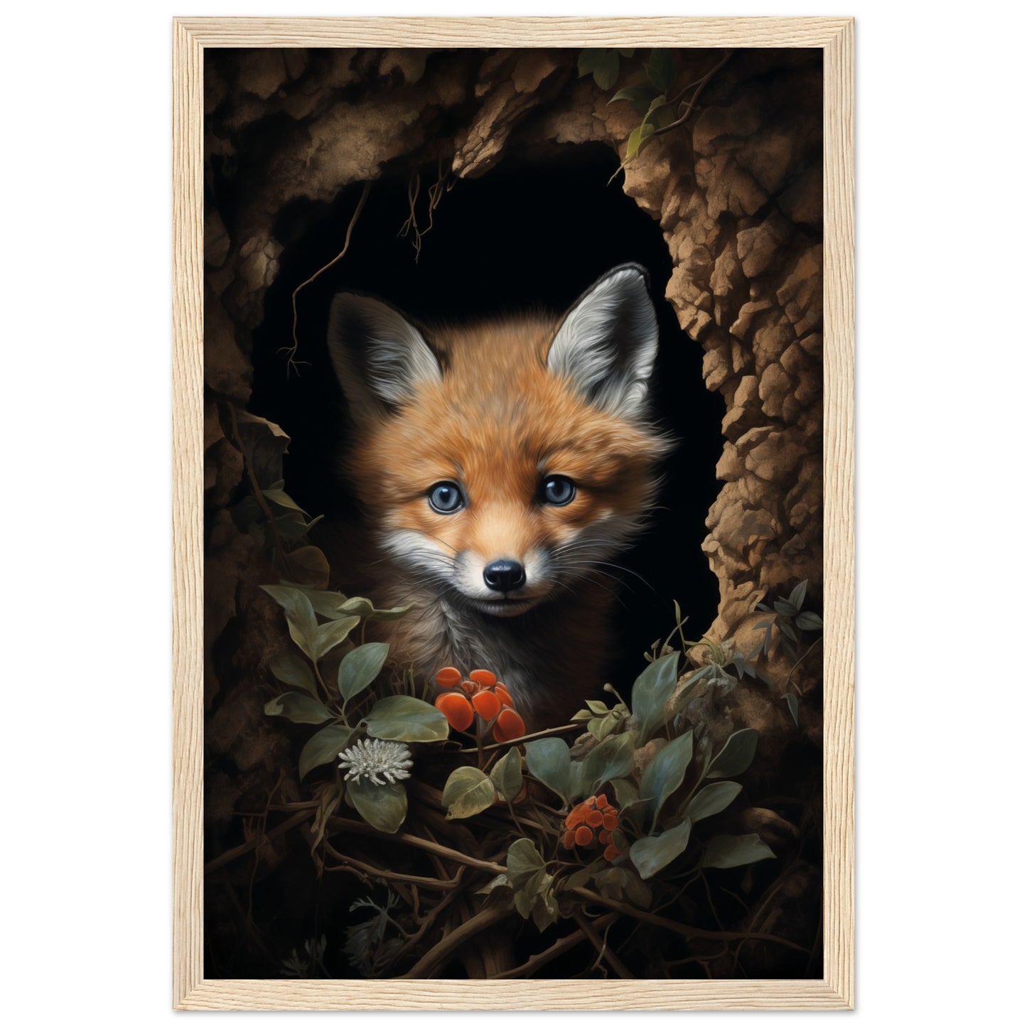 Fuzzy Fox Wooden Framed Poster