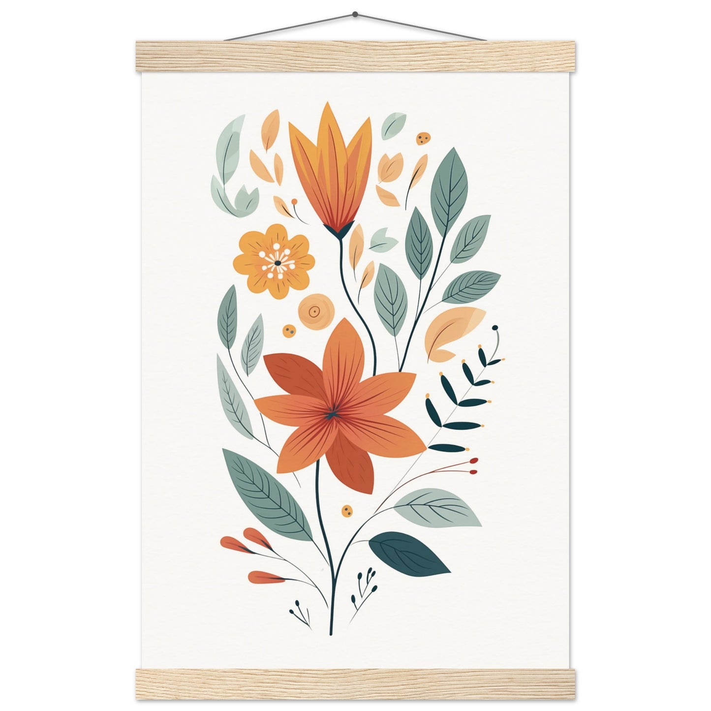 Flowers and Leaves Poster with Hanger