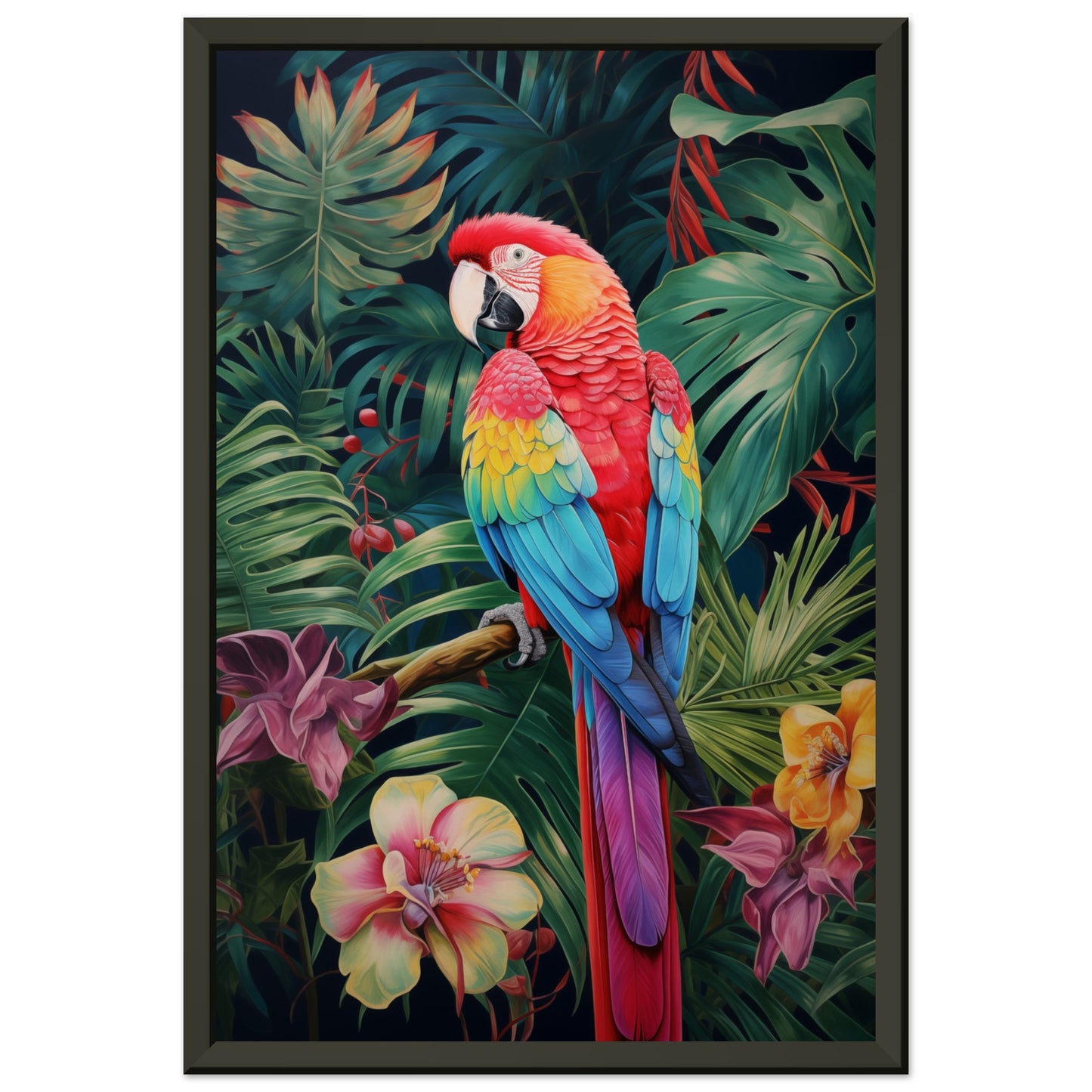 Petal Parrot Metal Framed Poster