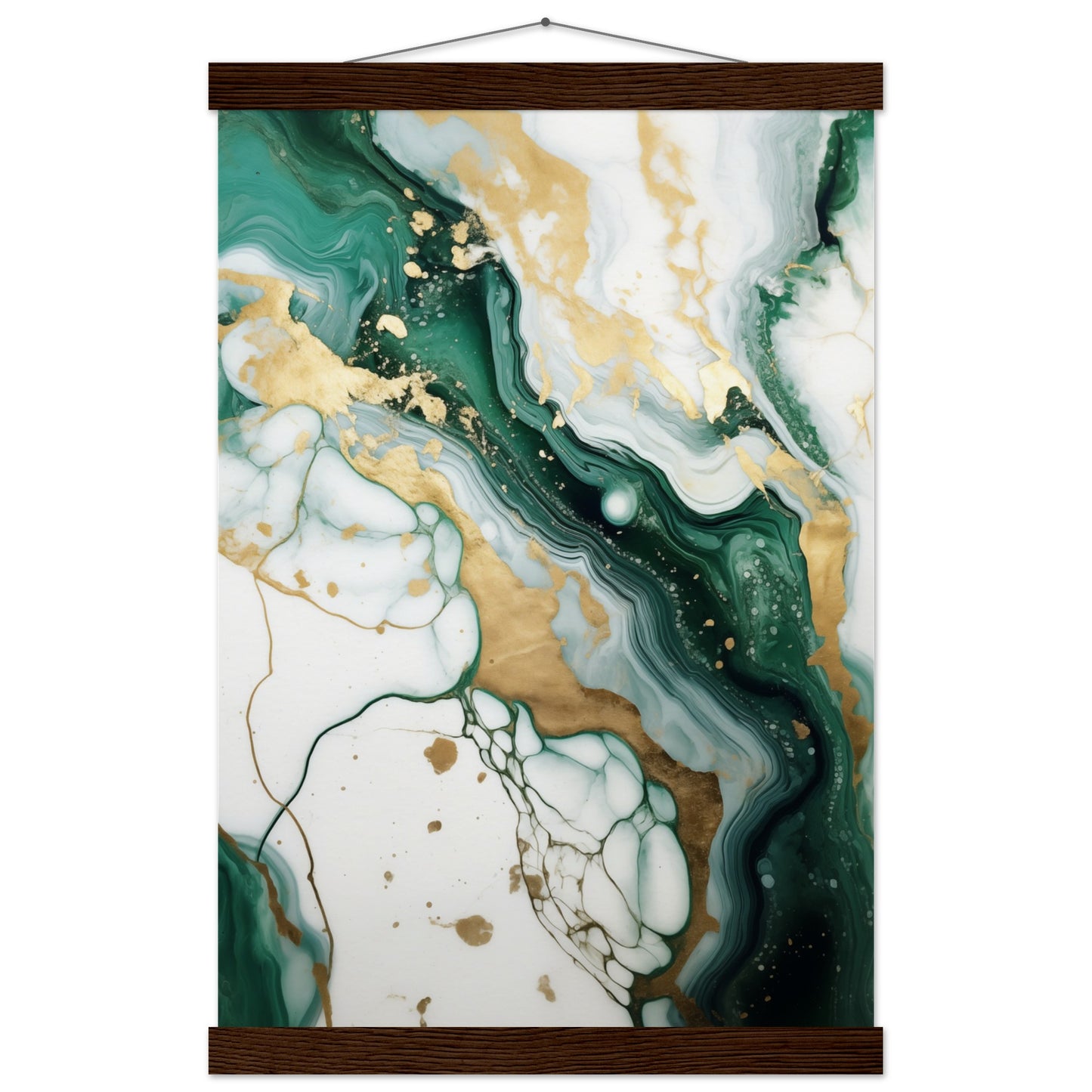 Emerald And Gold Marble Poster with Hanger