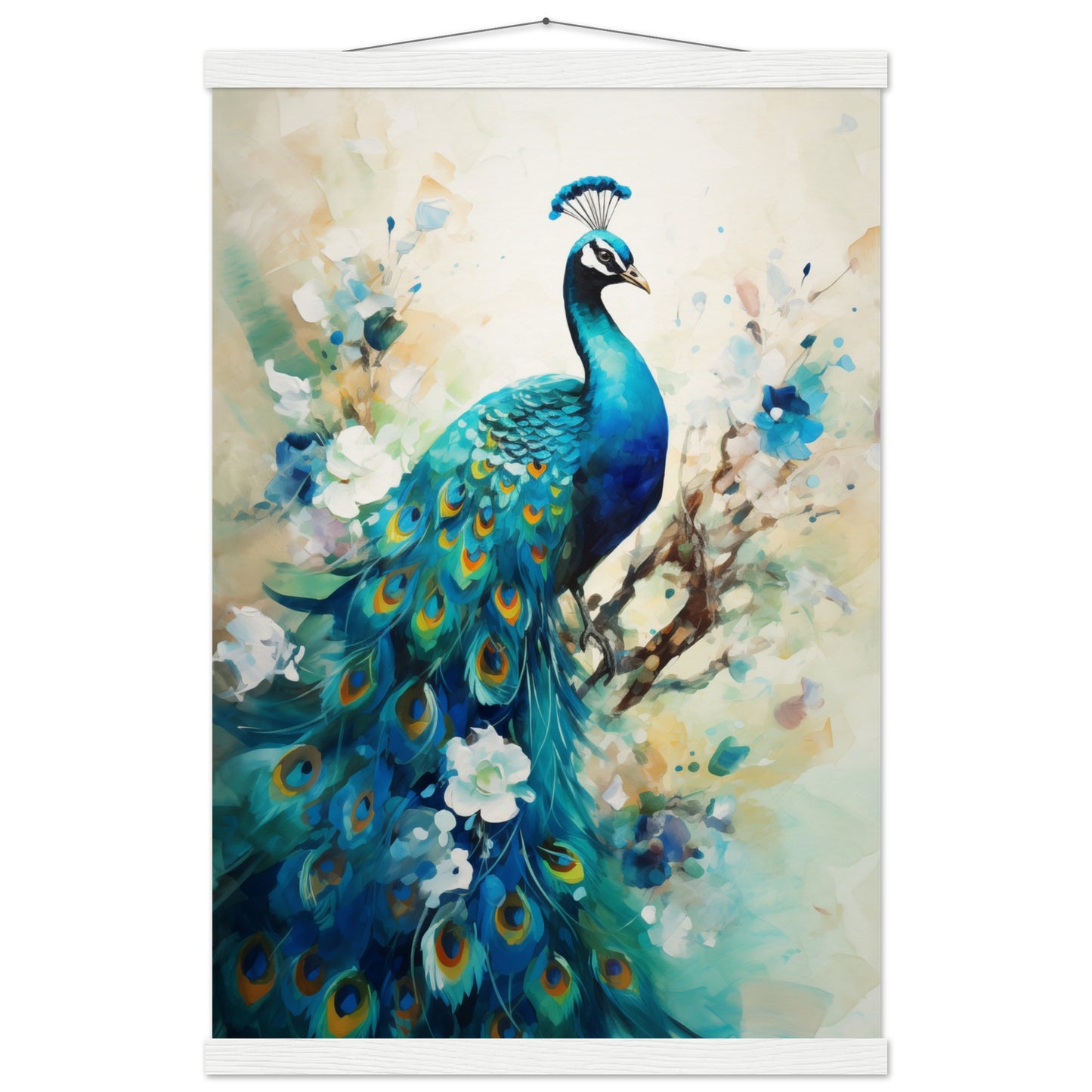 Peacock Dreams Poster with Hanger