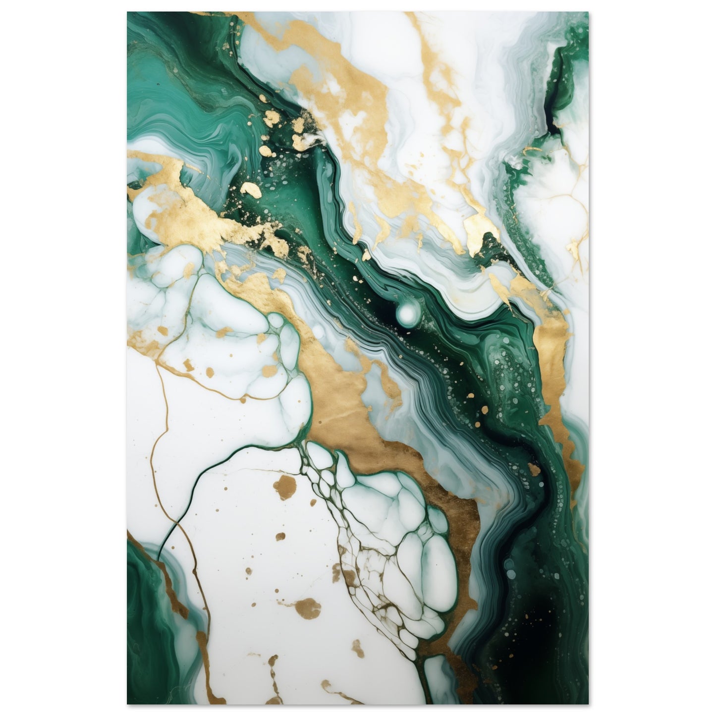 Emerald And Gold Marble Aluminum Print