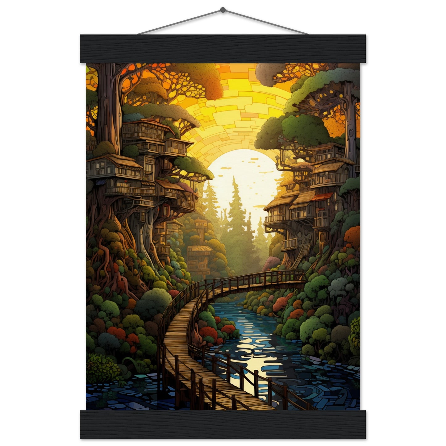 Pixel Sunset Retreat Poster with Hanger