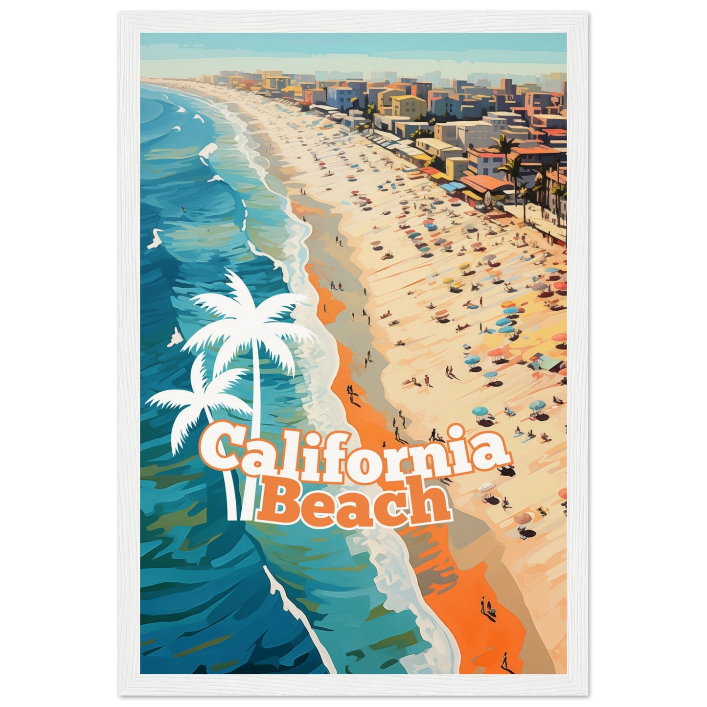 California Beach Wooden Framed Poster