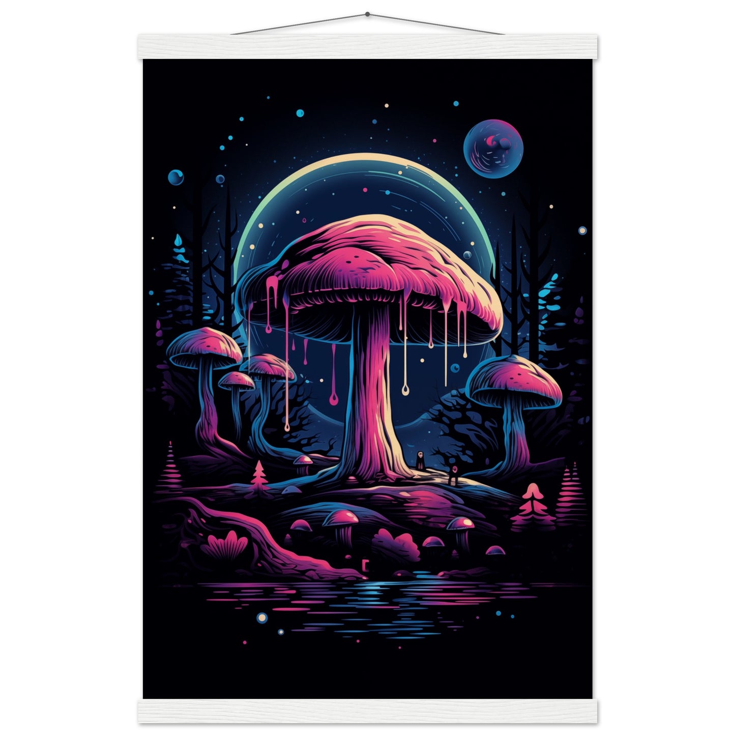 Drippy Mushroom Fantasy Forest Poster with Hanger