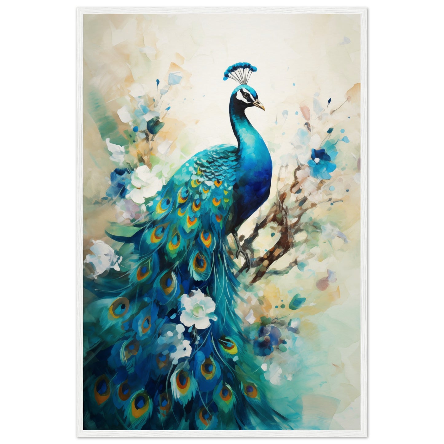 Peacock Dreams Wooden Framed Poster