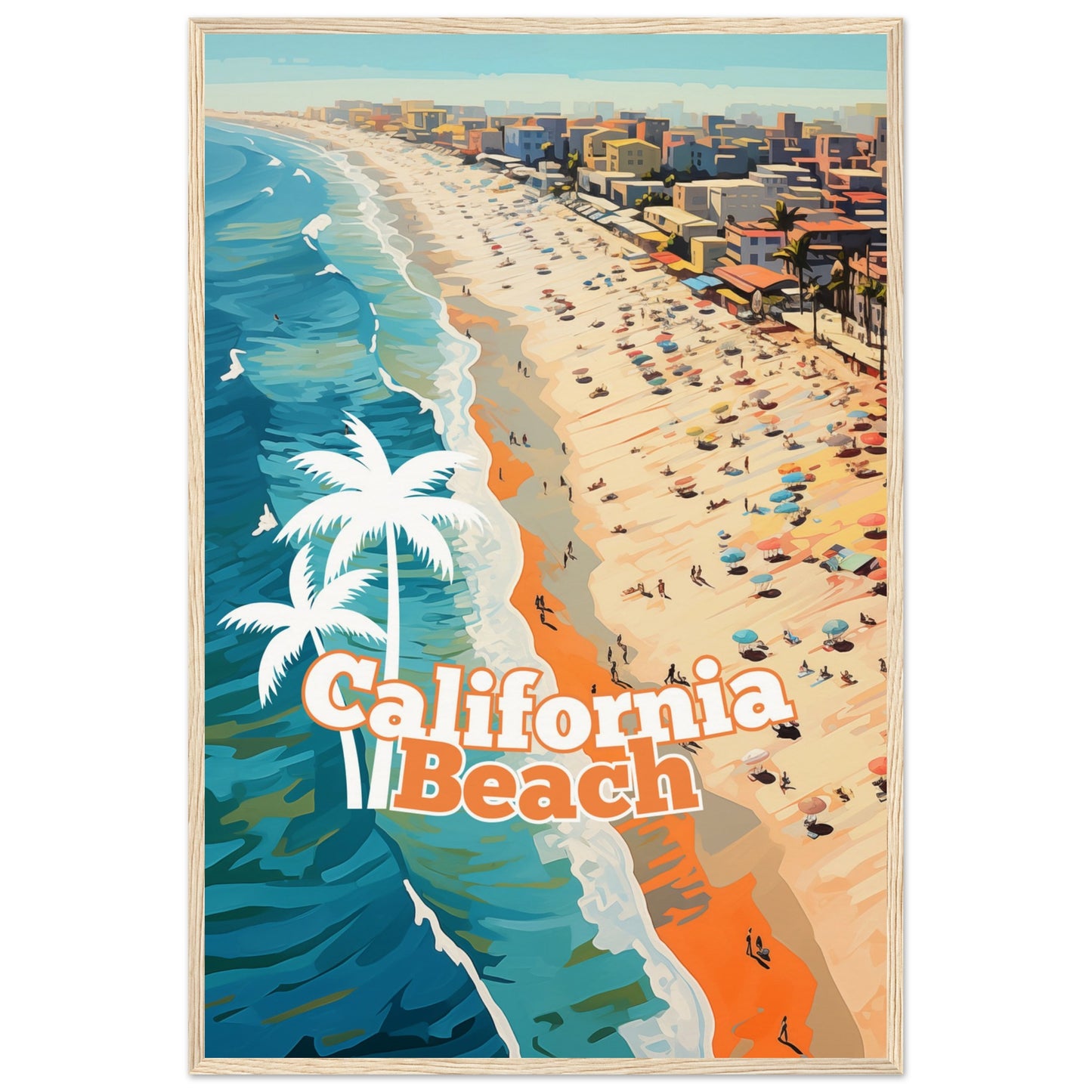 California Beach Wooden Framed Poster