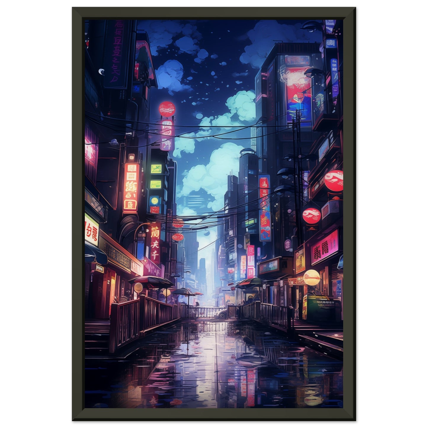 Neon City Metal Framed Poster