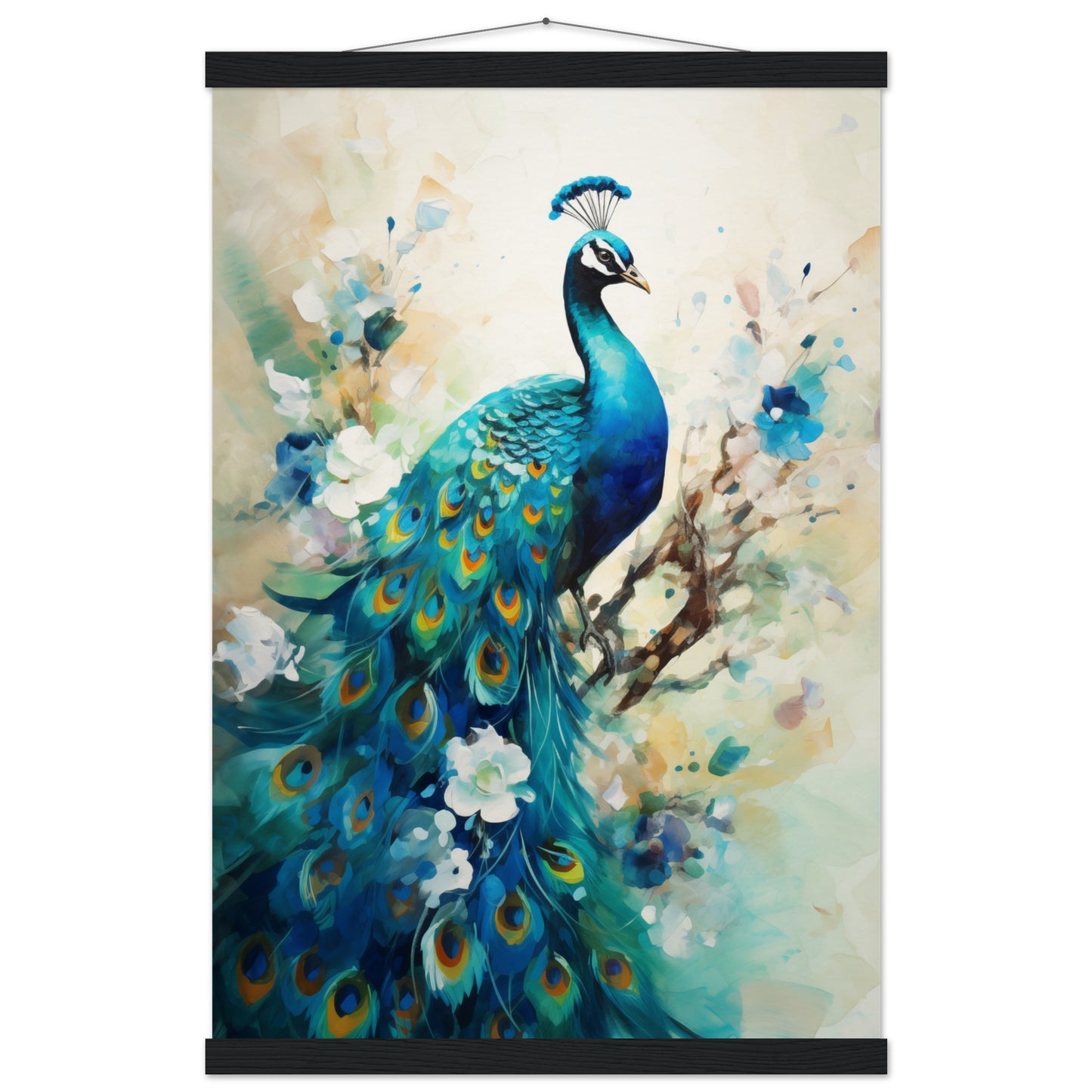 Peacock Dreams Poster with Hanger