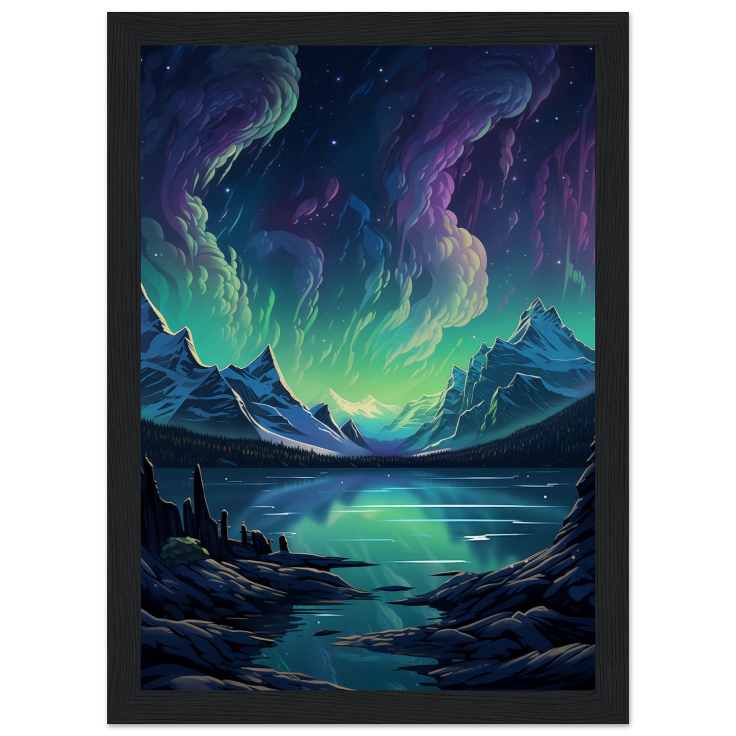 Glacial Glow Wooden Framed Poster