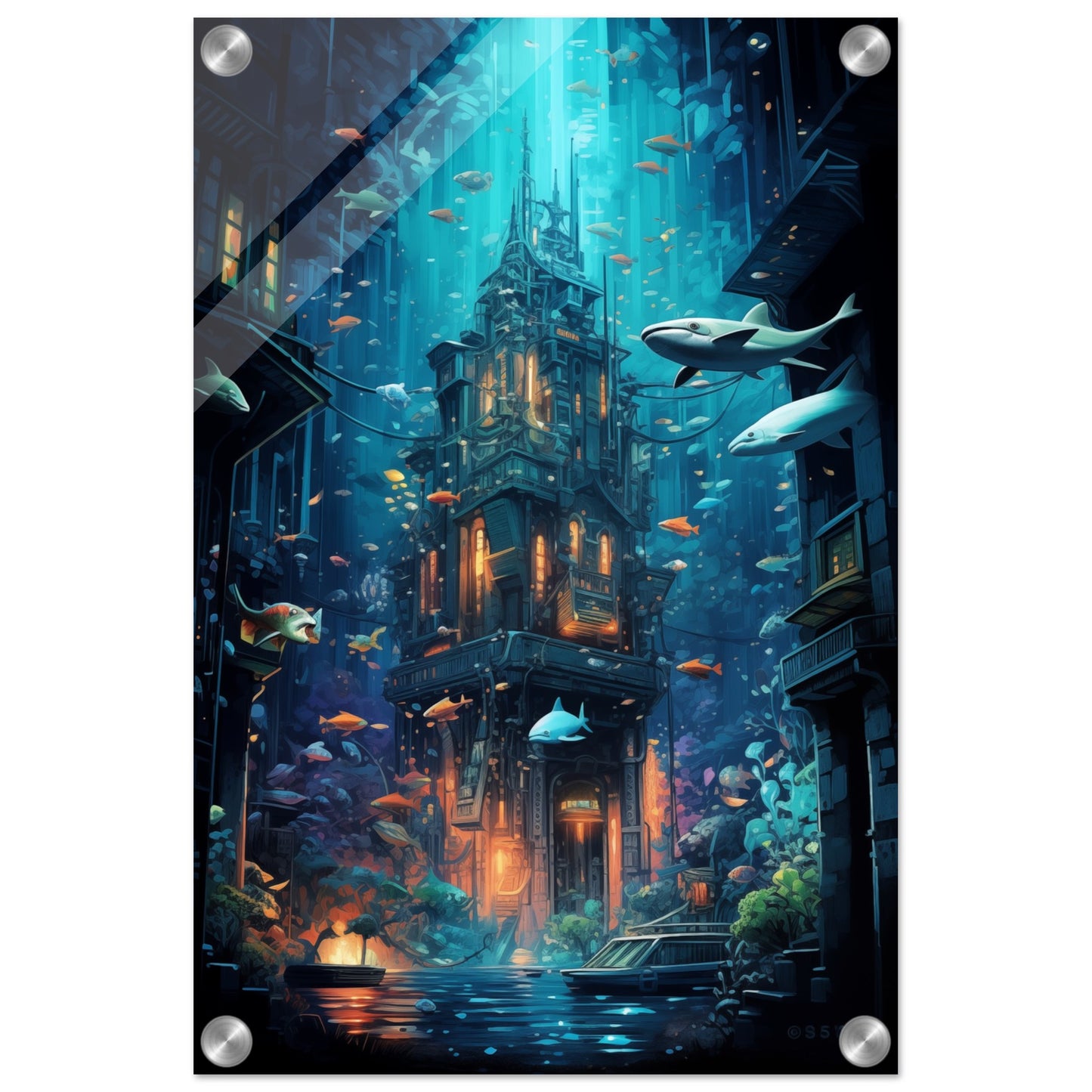 Aqua Metropolis Acrylic Print