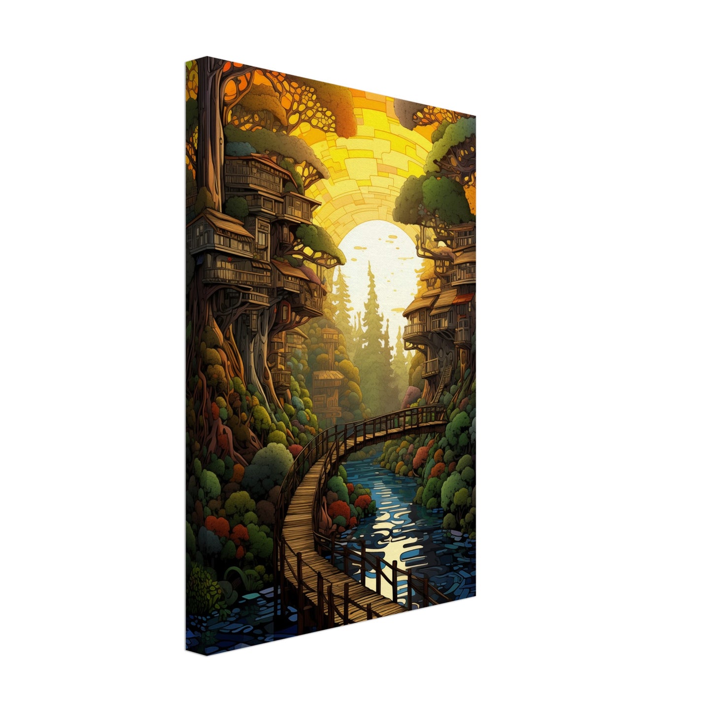 Pixel Sunset Retreat Canvas