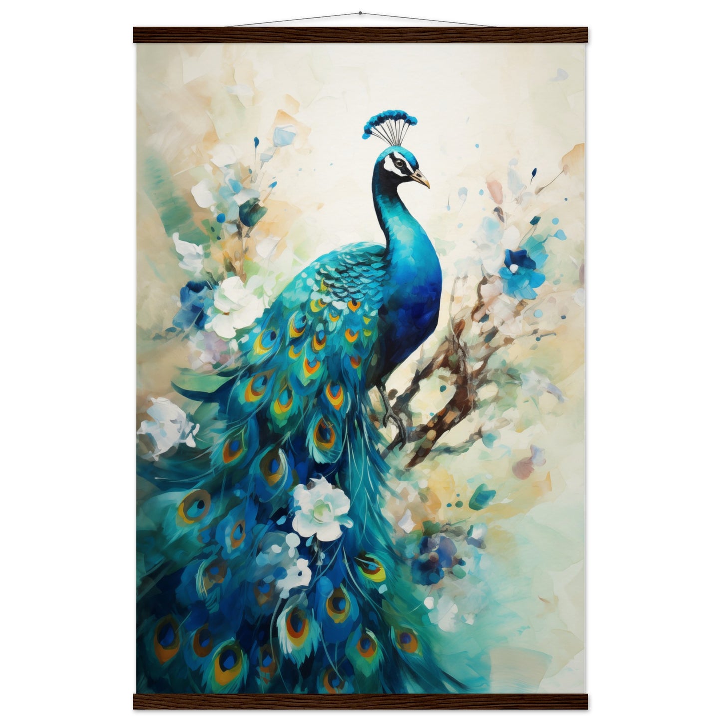 Peacock Dreams Poster with Hanger