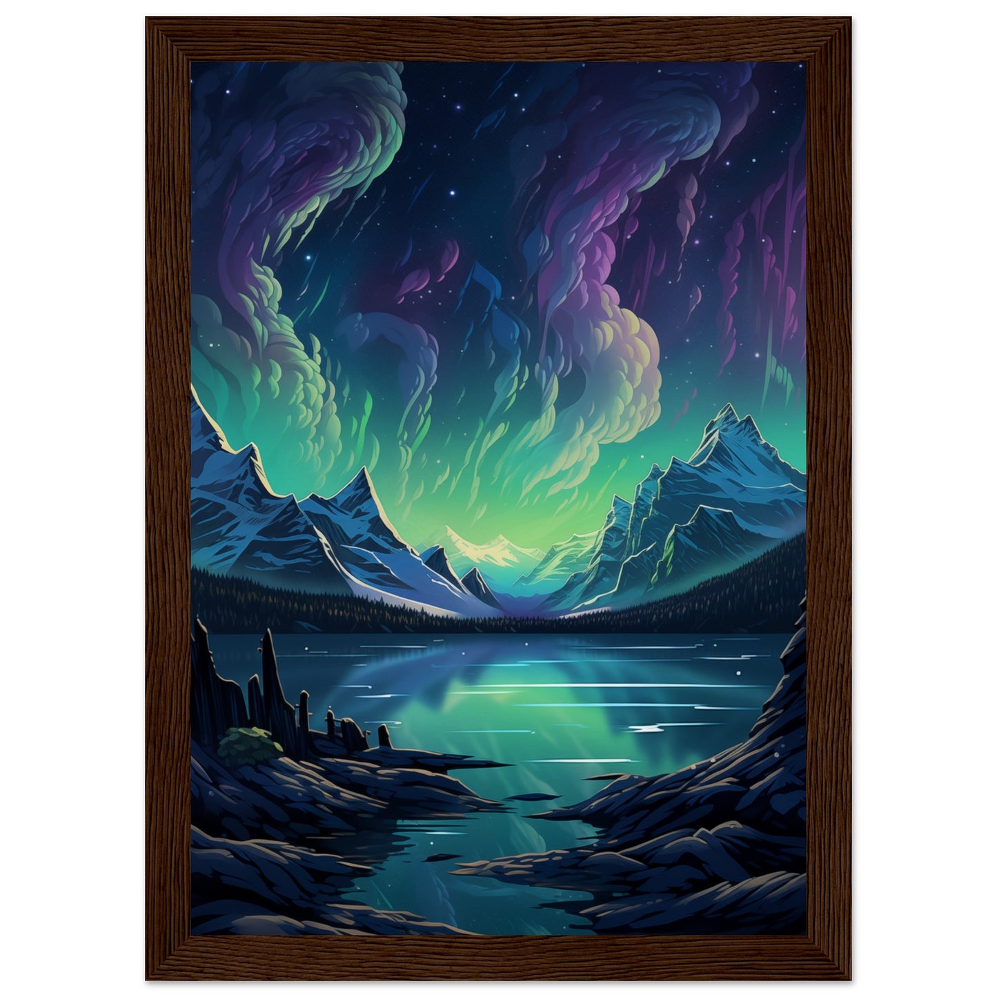 Glacial Glow Wooden Framed Poster