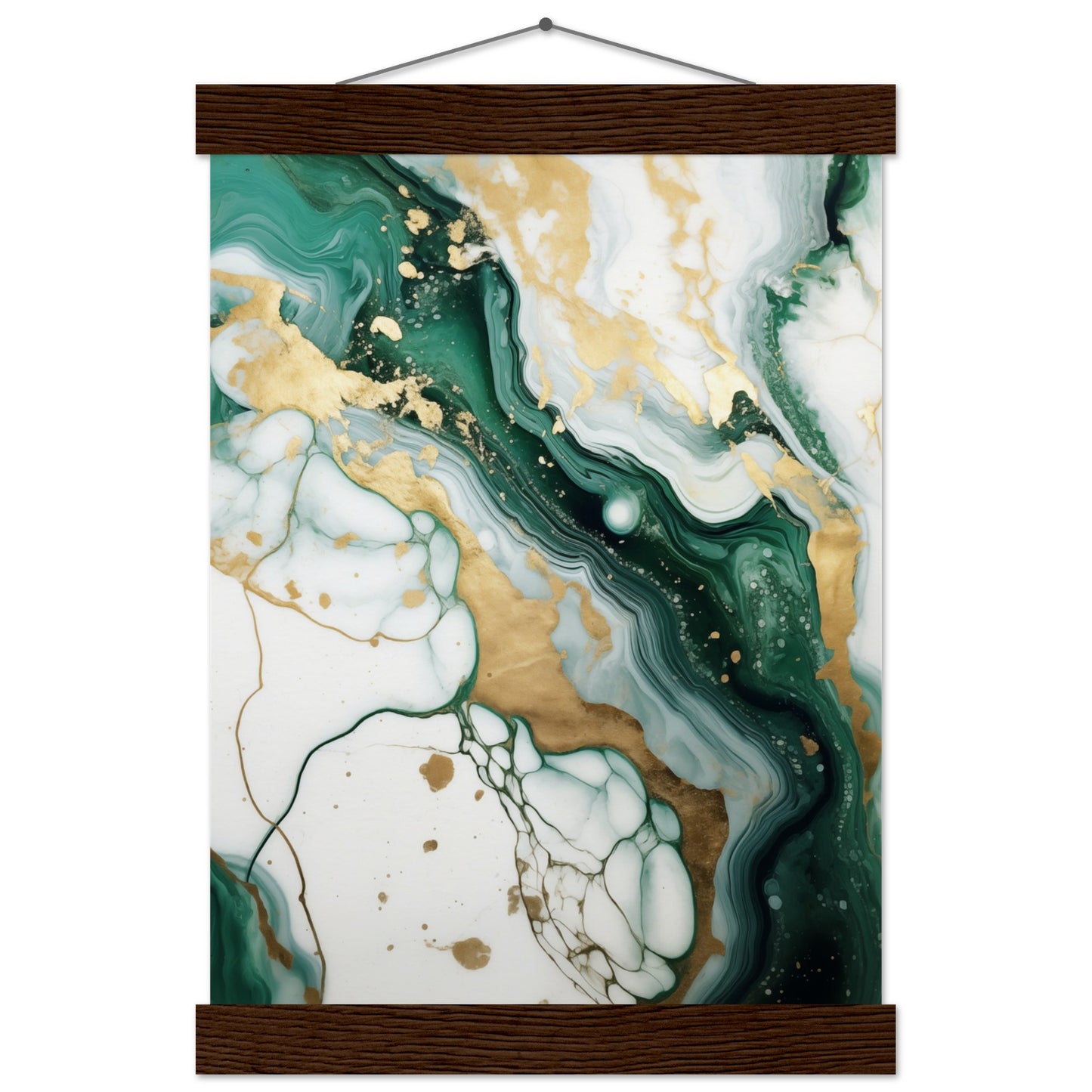 Emerald And Gold Marble Poster with Hanger