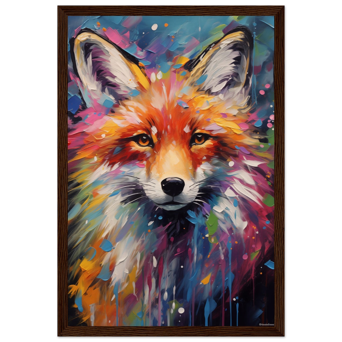 Foxy Splatter Wooden Framed Poster