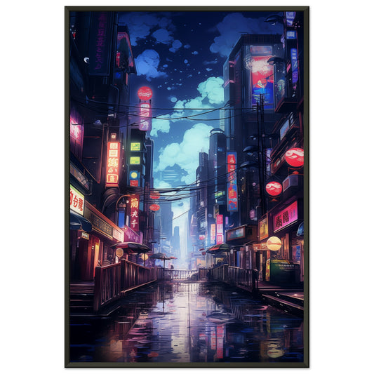 Neon City Metal Framed Poster