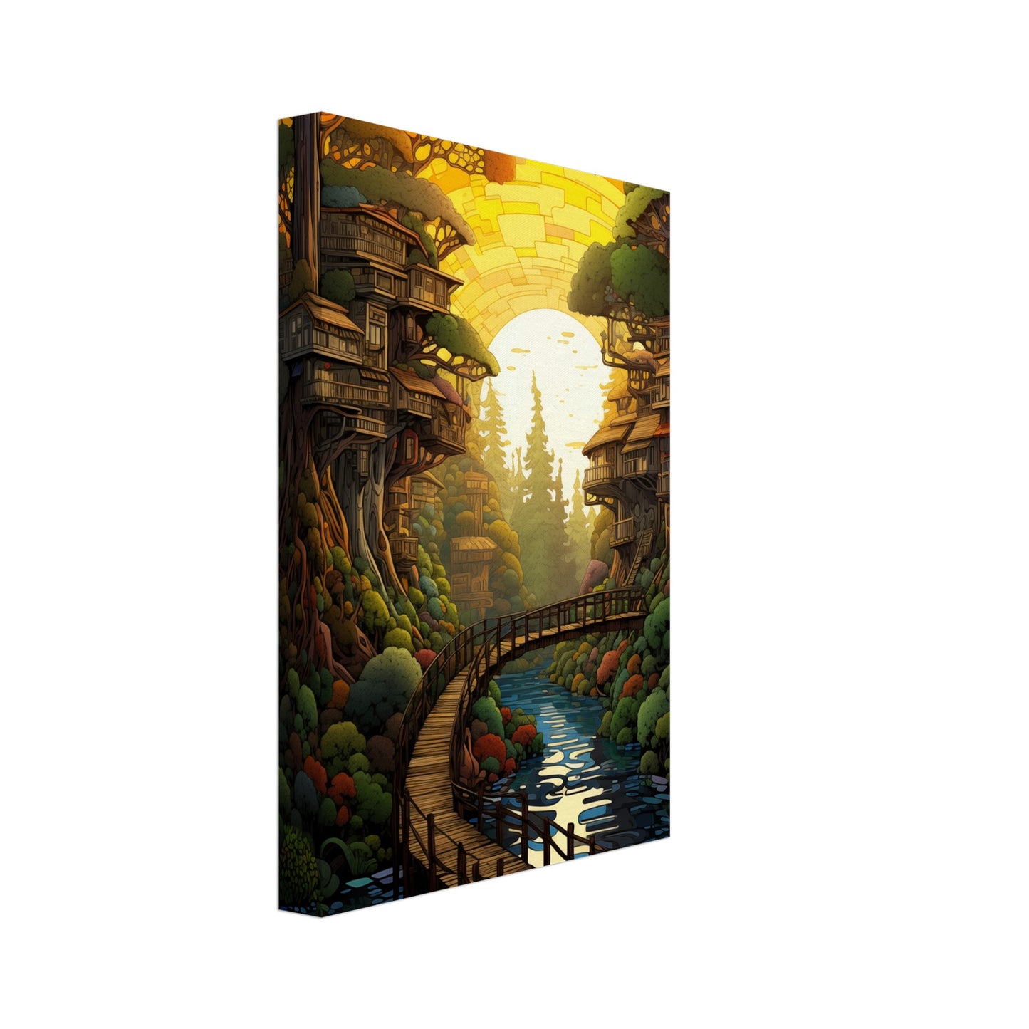 Pixel Sunset Retreat Canvas