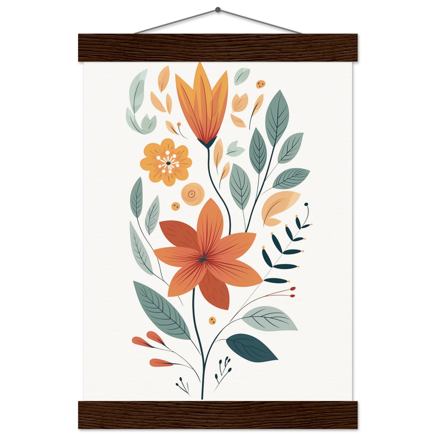 Flowers and Leaves Poster with Hanger