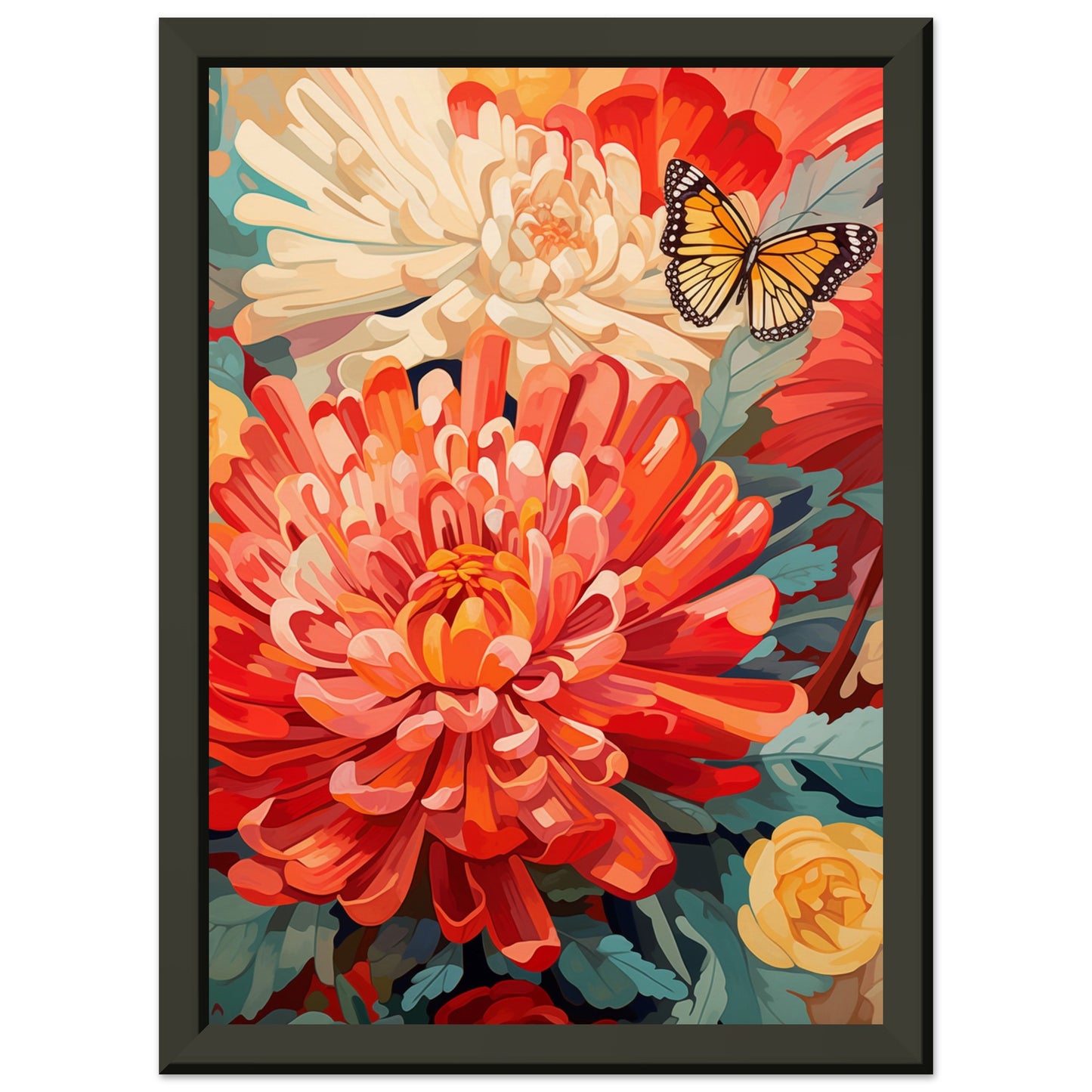 Post impressionist Chrysanthemum Metal Framed Poster