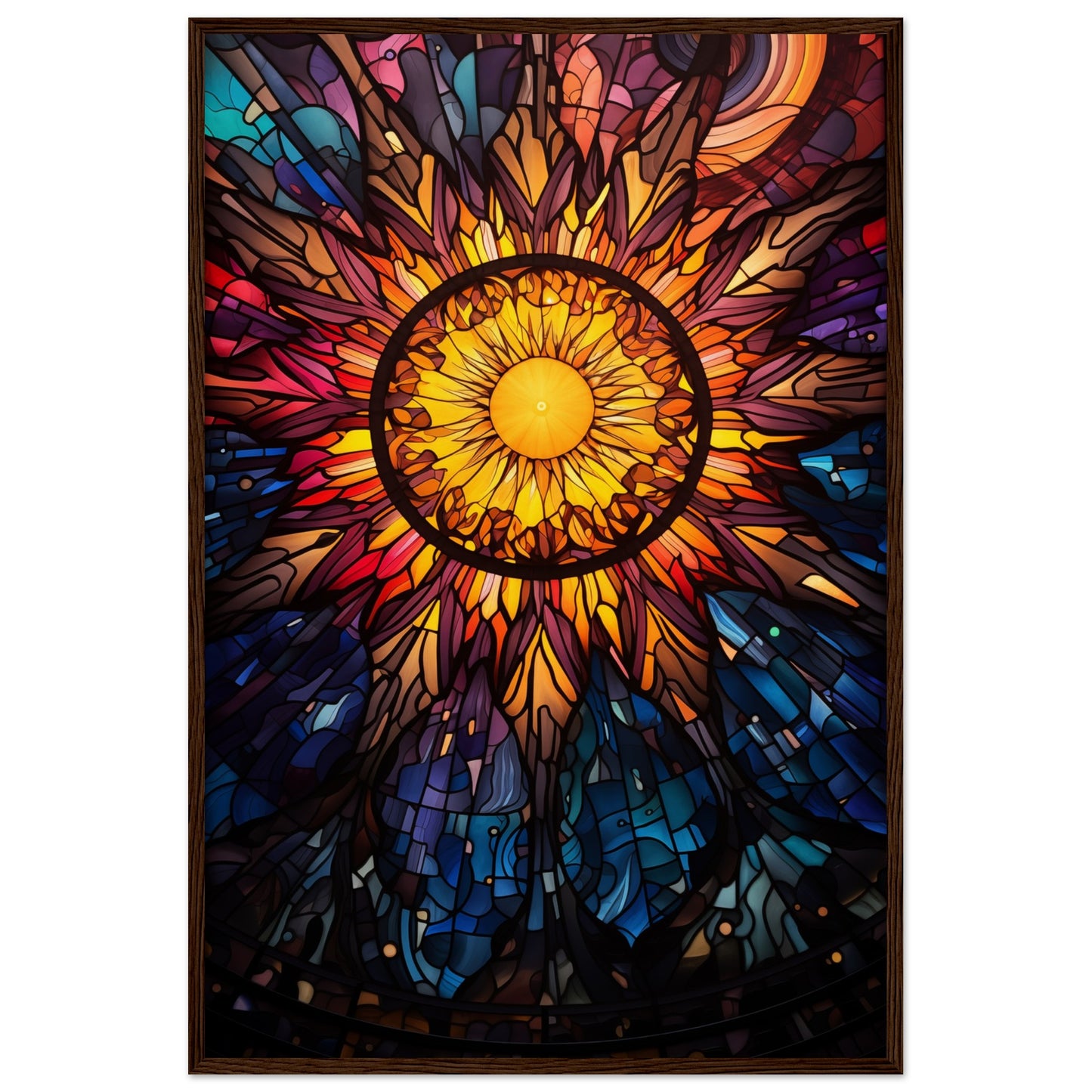 Sun Burst Wooden Framed Poster