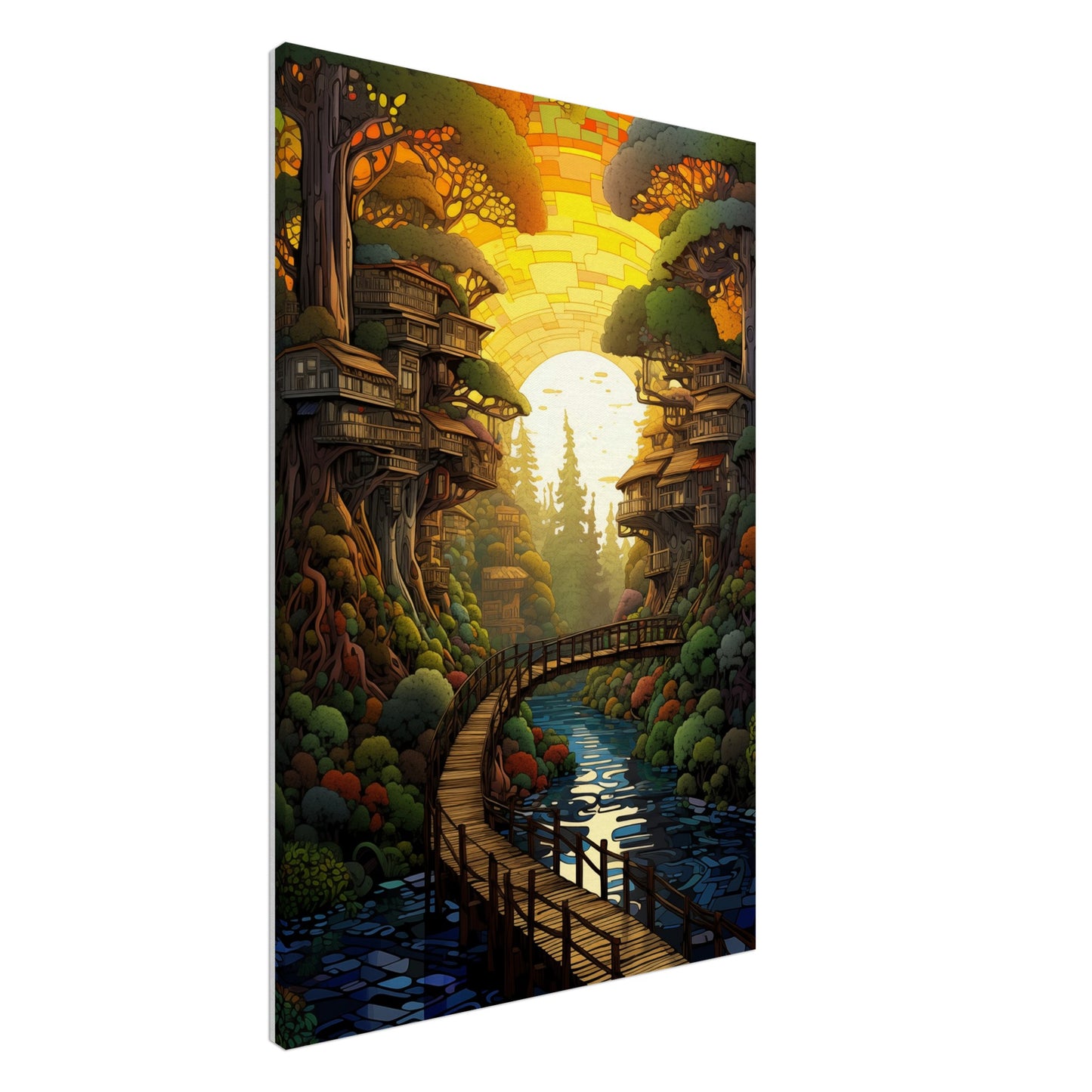 Pixel Sunset Retreat Canvas