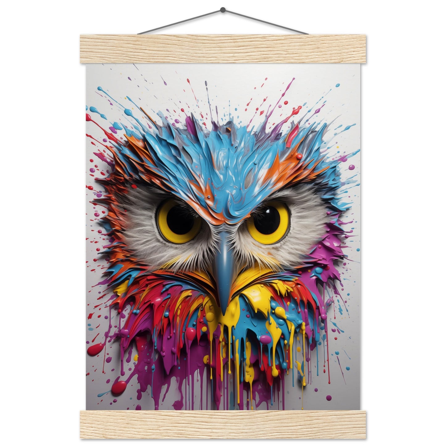 Owl Splash Art Poster with Hanger