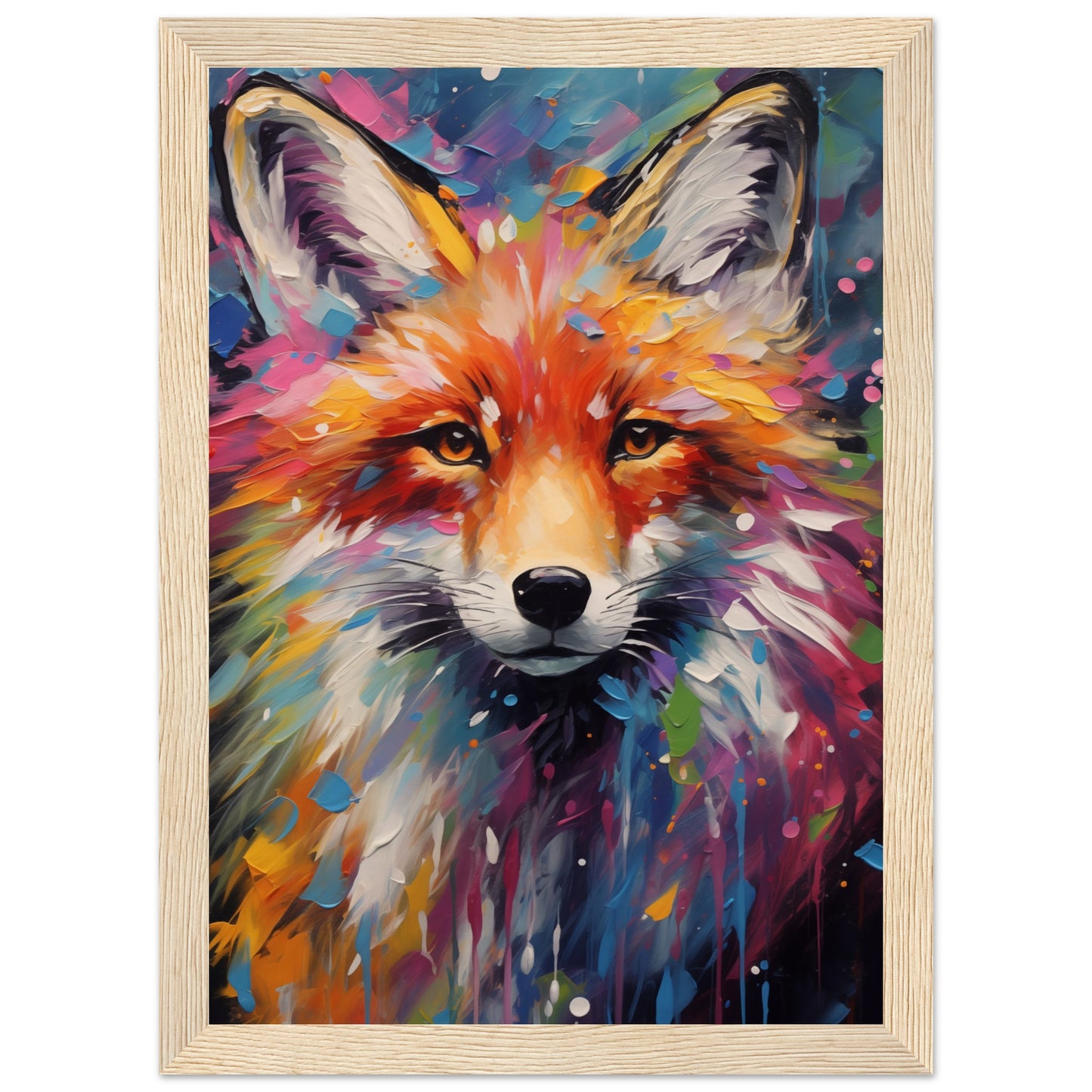 Foxy Splatter Wooden Framed Poster