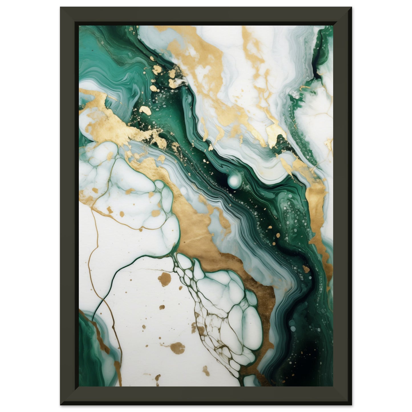 Emerald And Gold Marble Metal Framed Poster