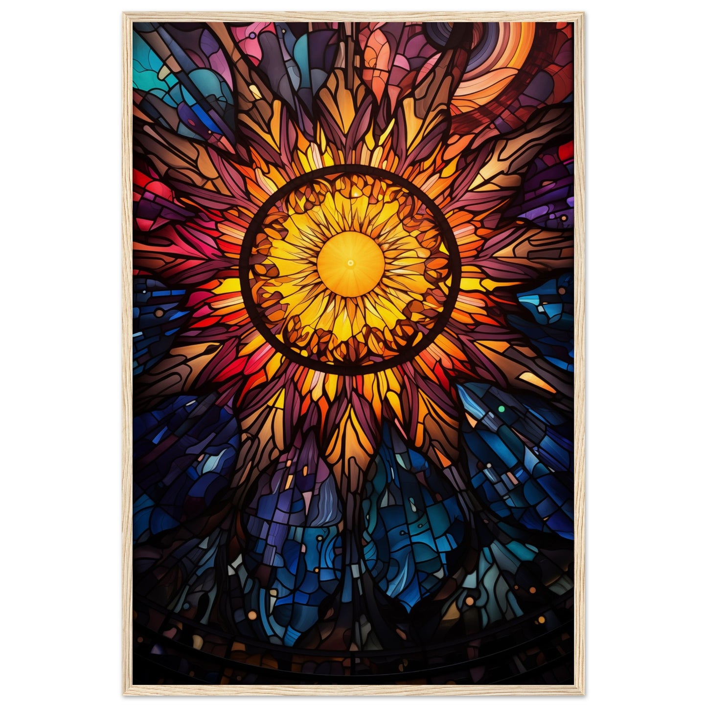 Sun Burst Wooden Framed Poster