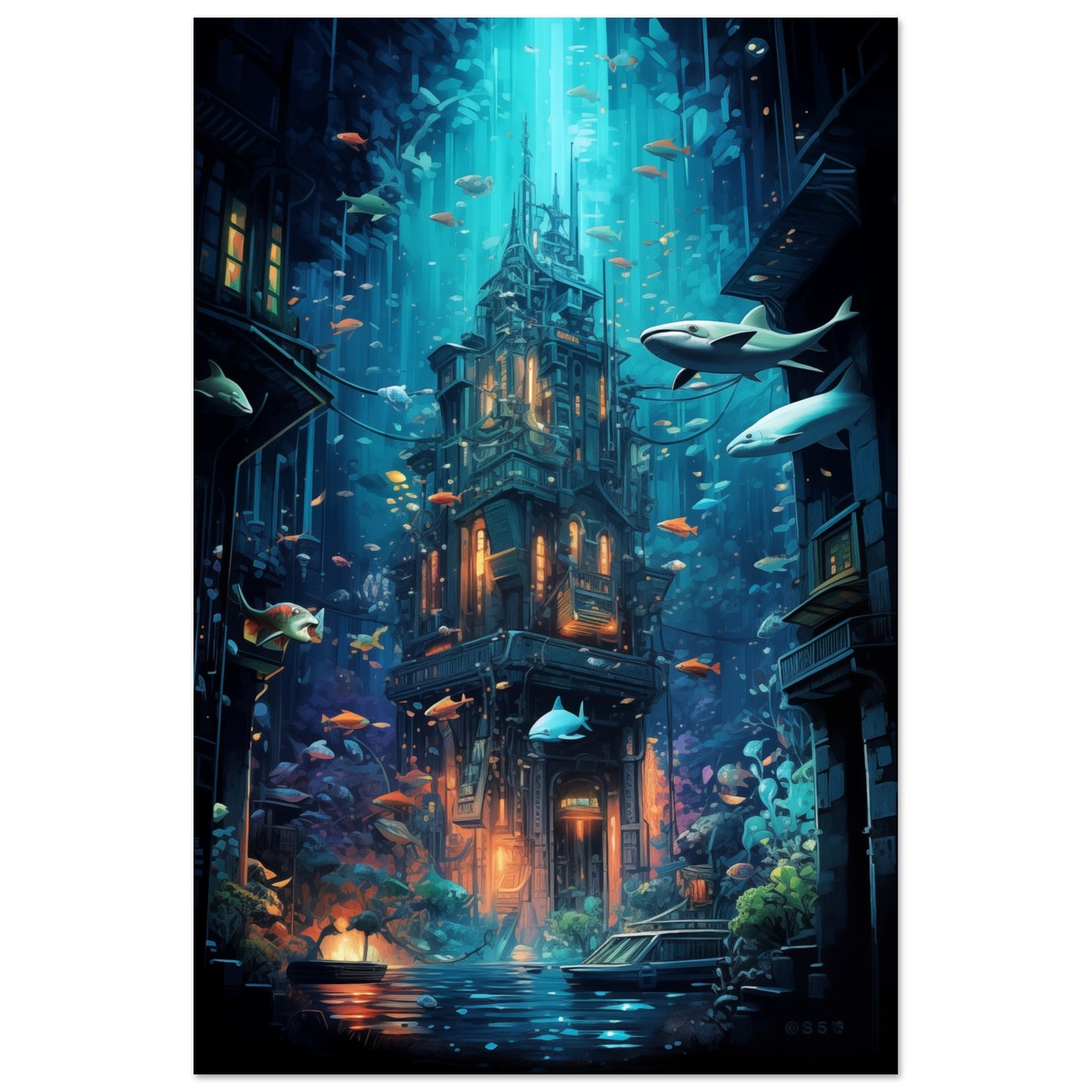 Aqua Metropolis Aluminum Print