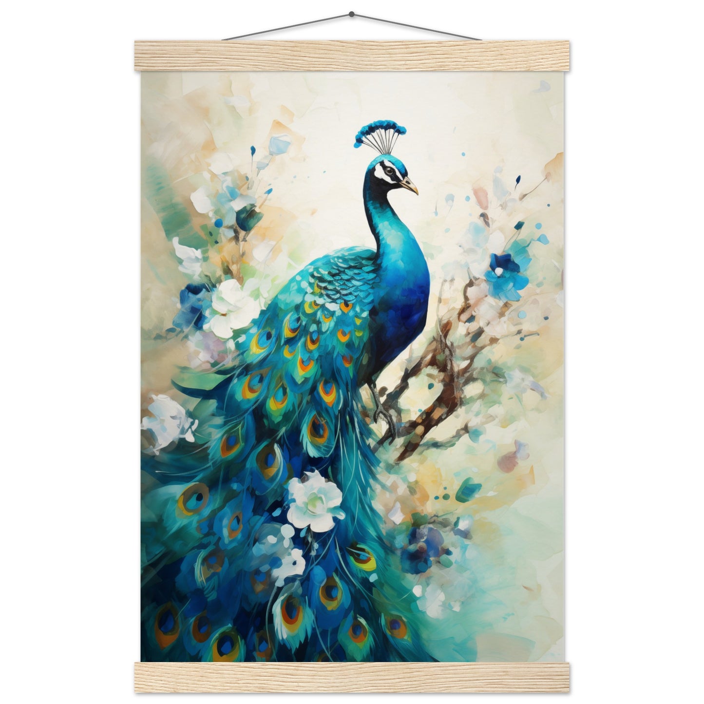 Peacock Dreams Poster with Hanger