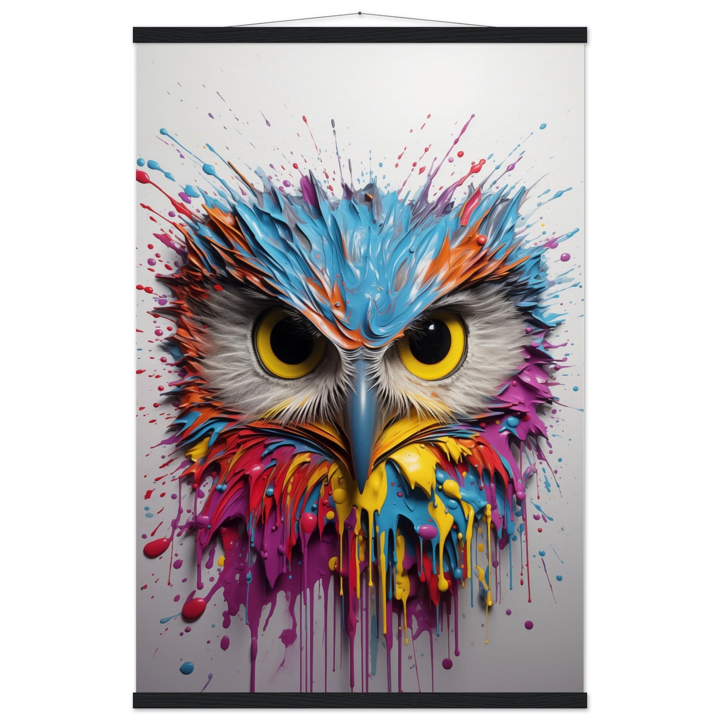 Owl Splash Art Poster with Hanger