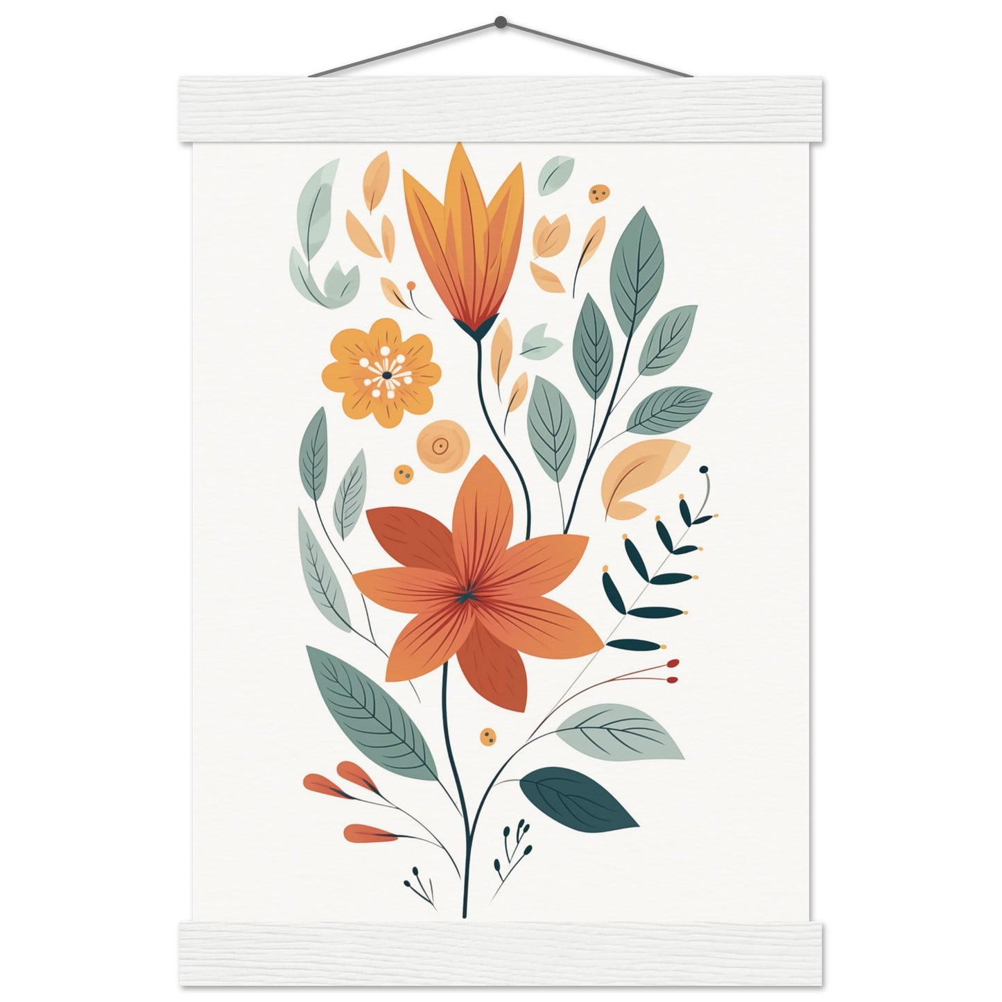 Flowers and Leaves Poster with Hanger