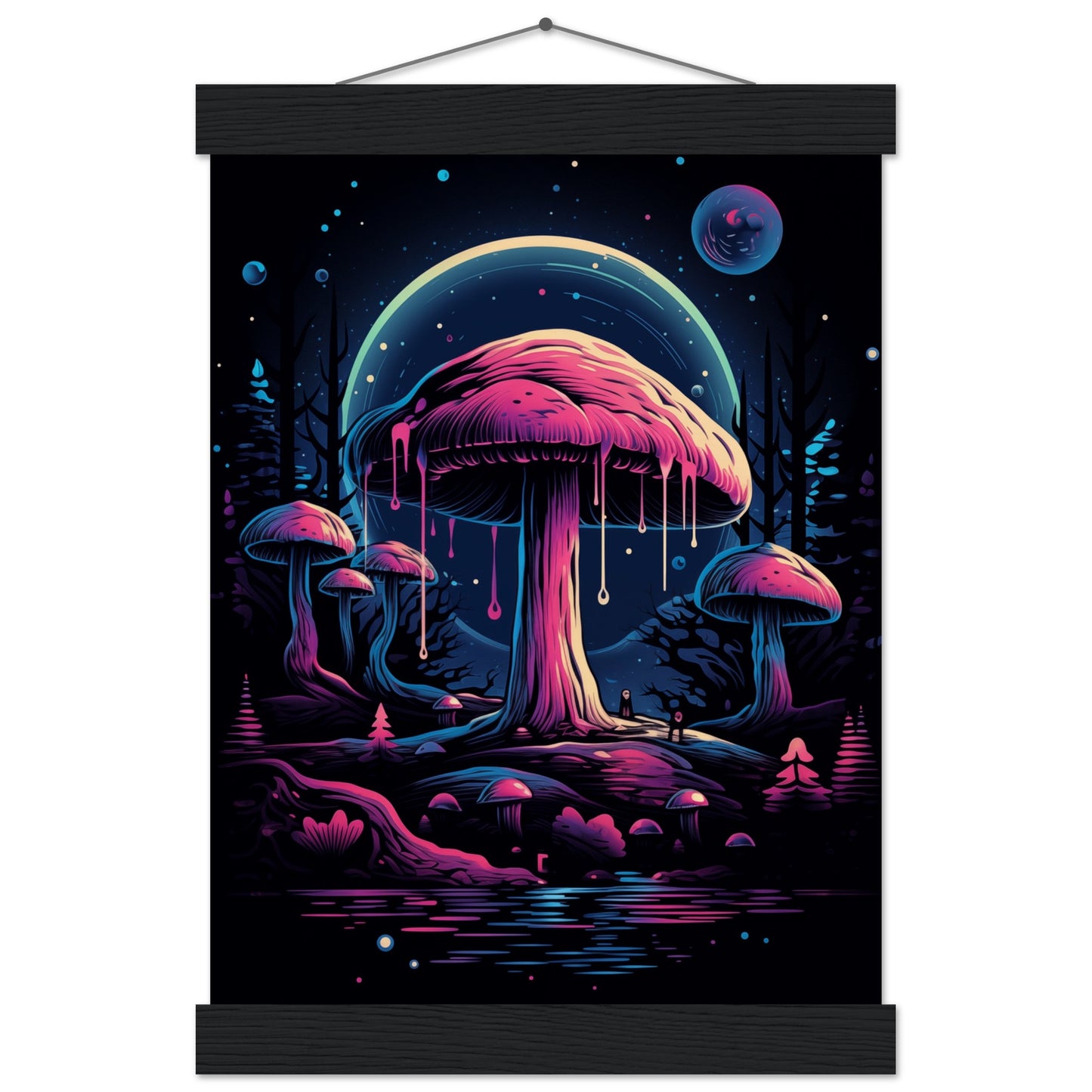 Drippy Mushroom Fantasy Forest Poster with Hanger