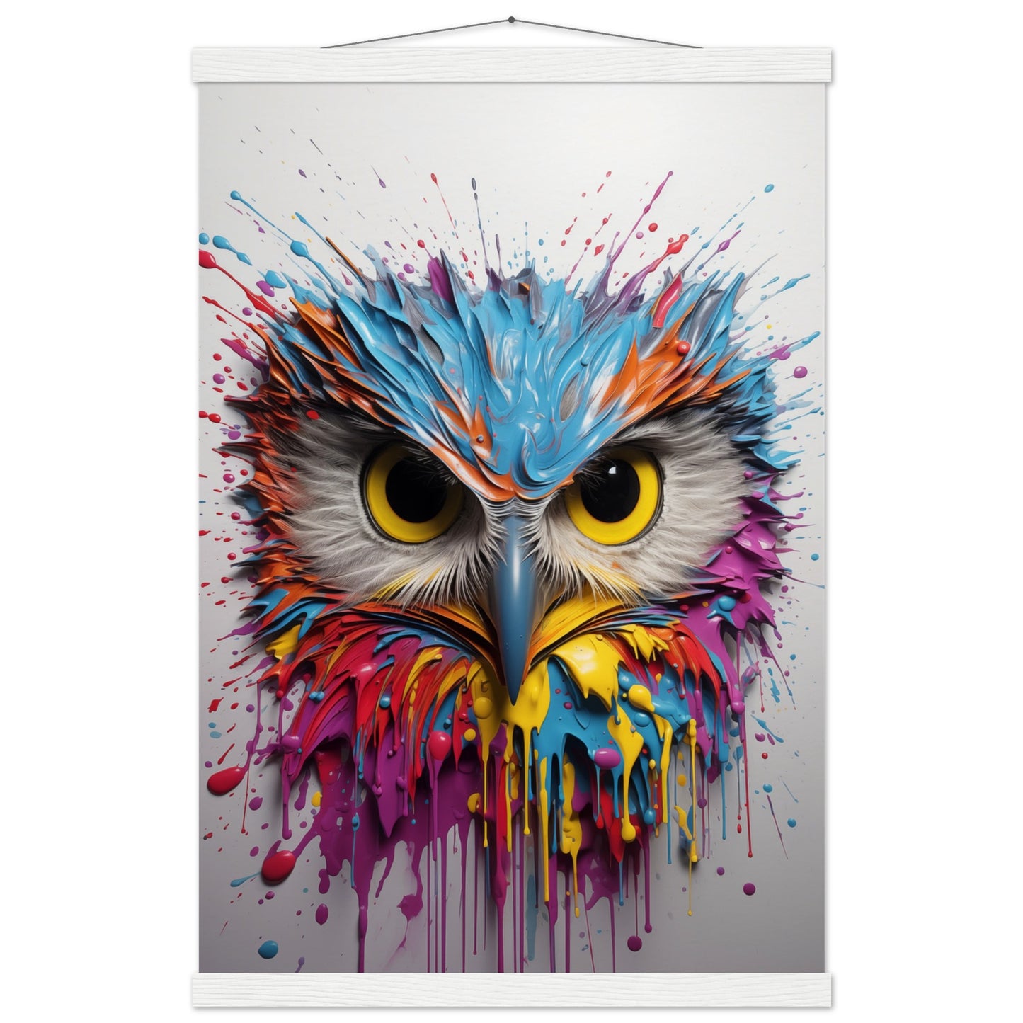 Owl Splash Art Poster with Hanger