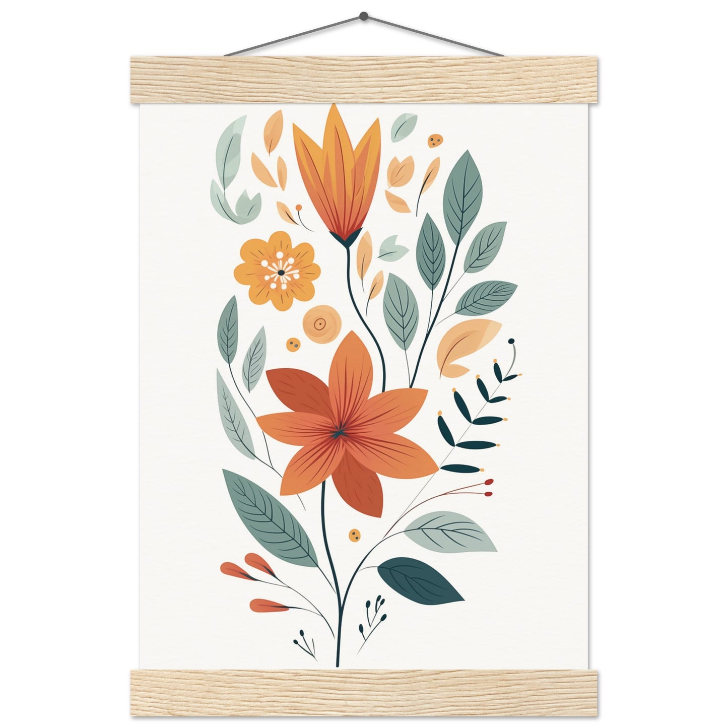 Flowers and Leaves Poster with Hanger