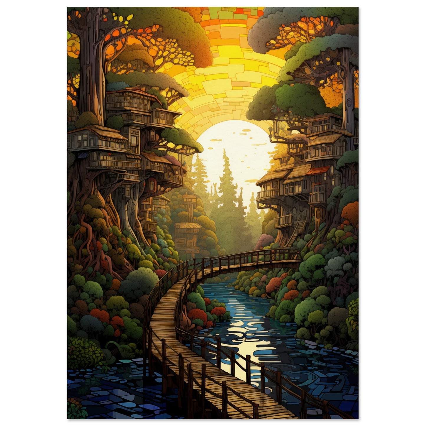 Pixel Sunset Retreat Poster