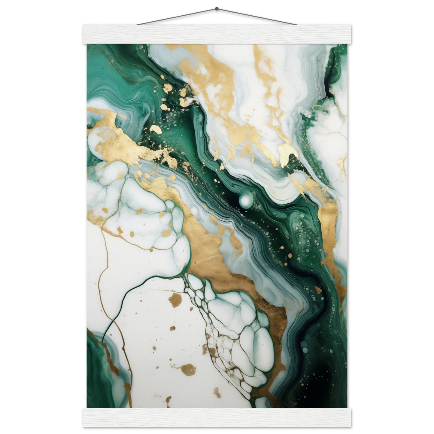 Emerald And Gold Marble Poster with Hanger