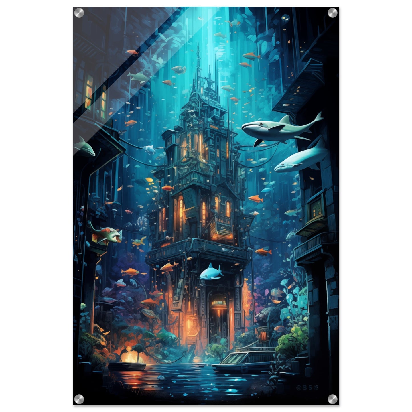 Aqua Metropolis Acrylic Print