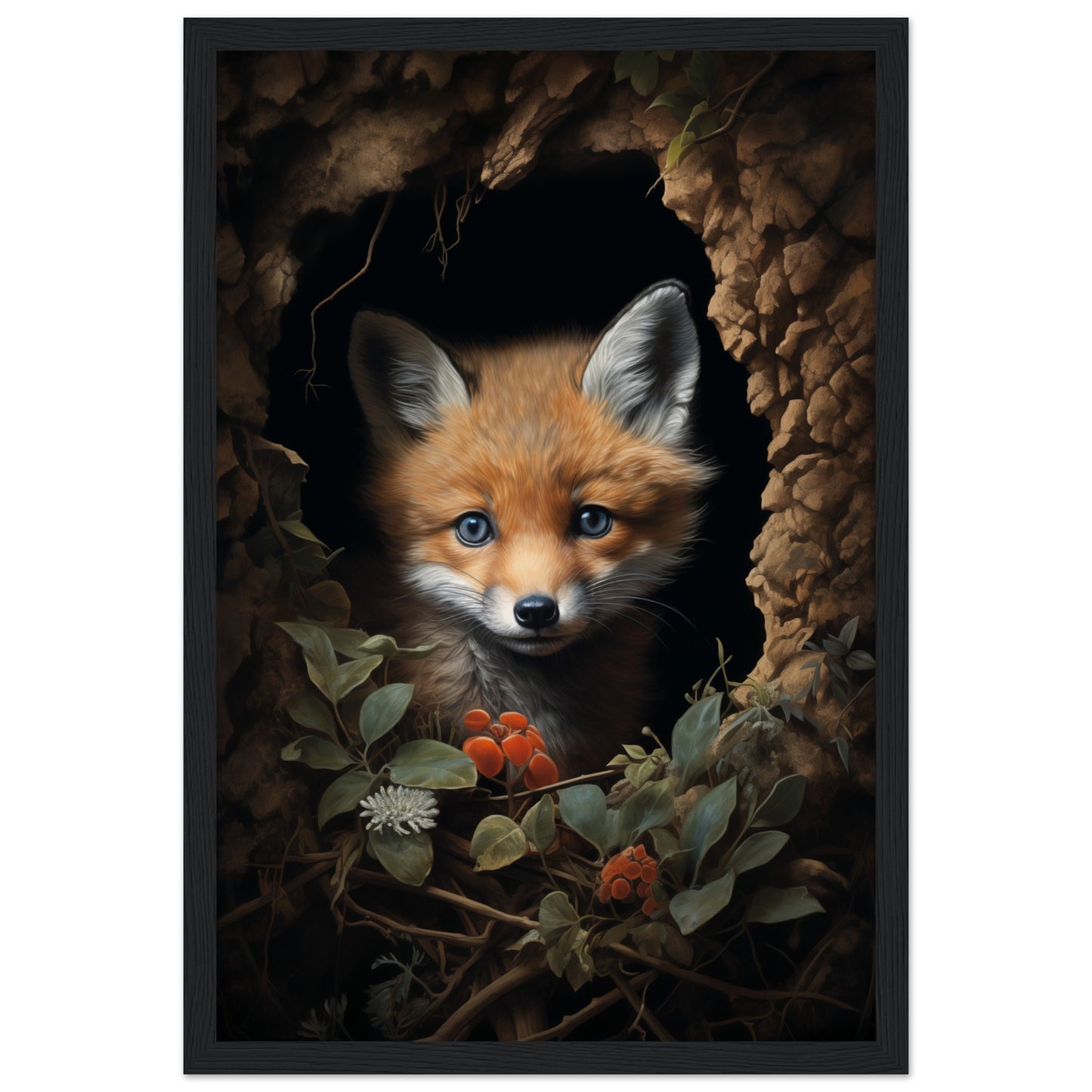 Fuzzy Fox Wooden Framed Poster