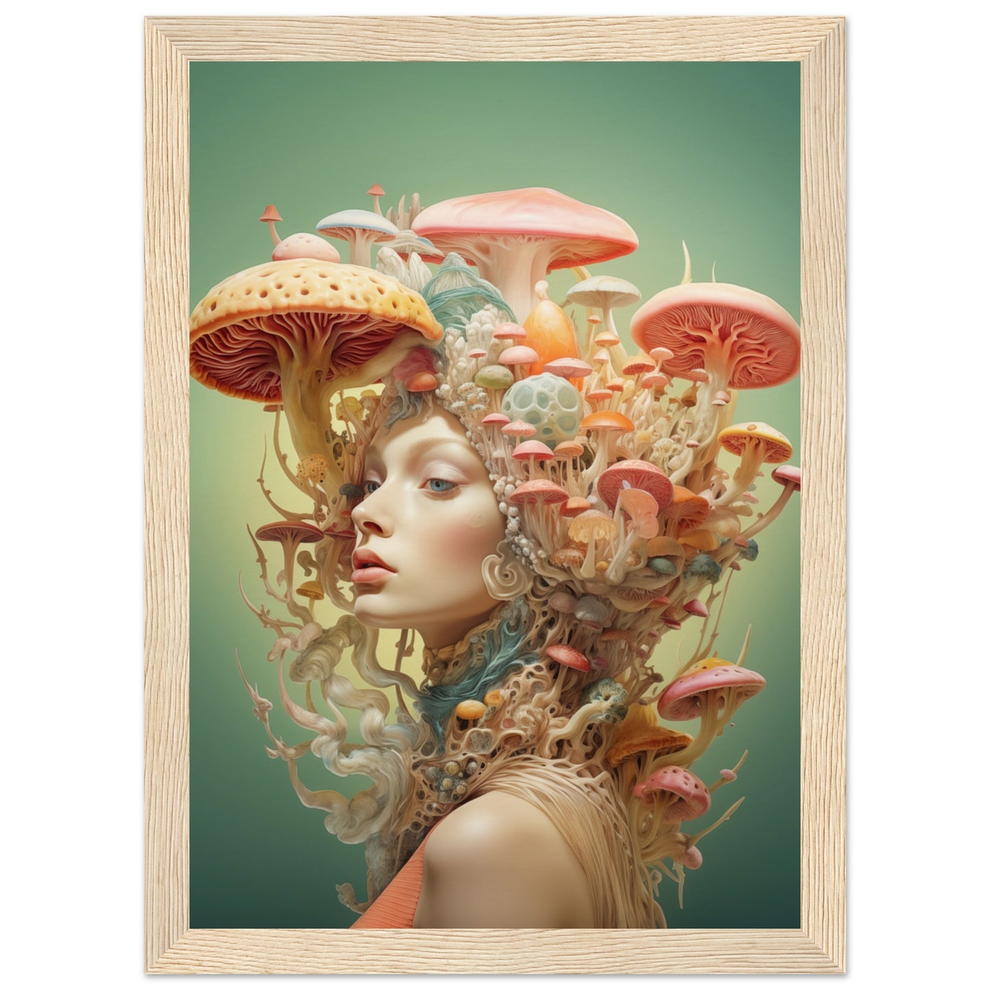 Mushroom Queen Wooden Framed Poster