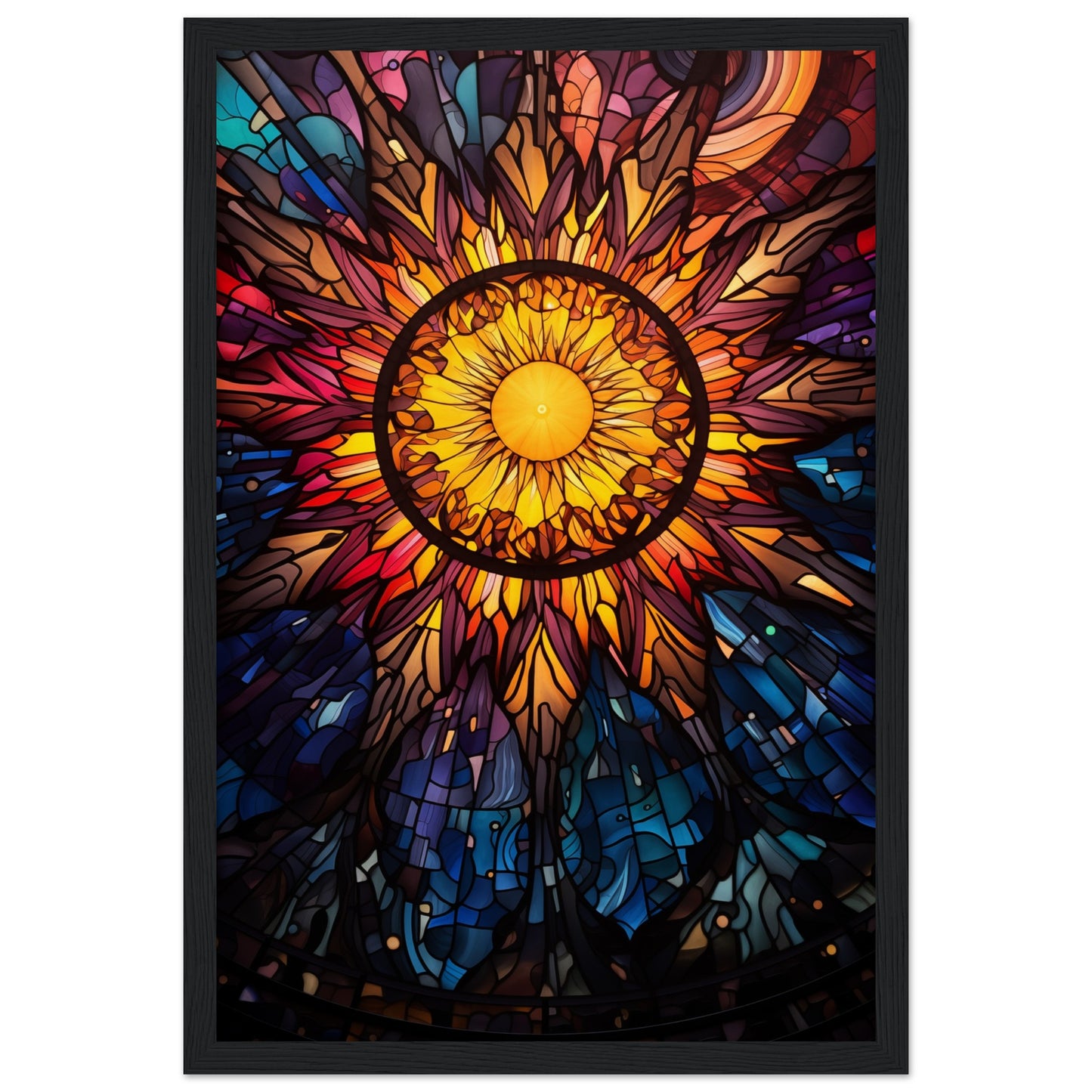 Sun Burst Wooden Framed Poster