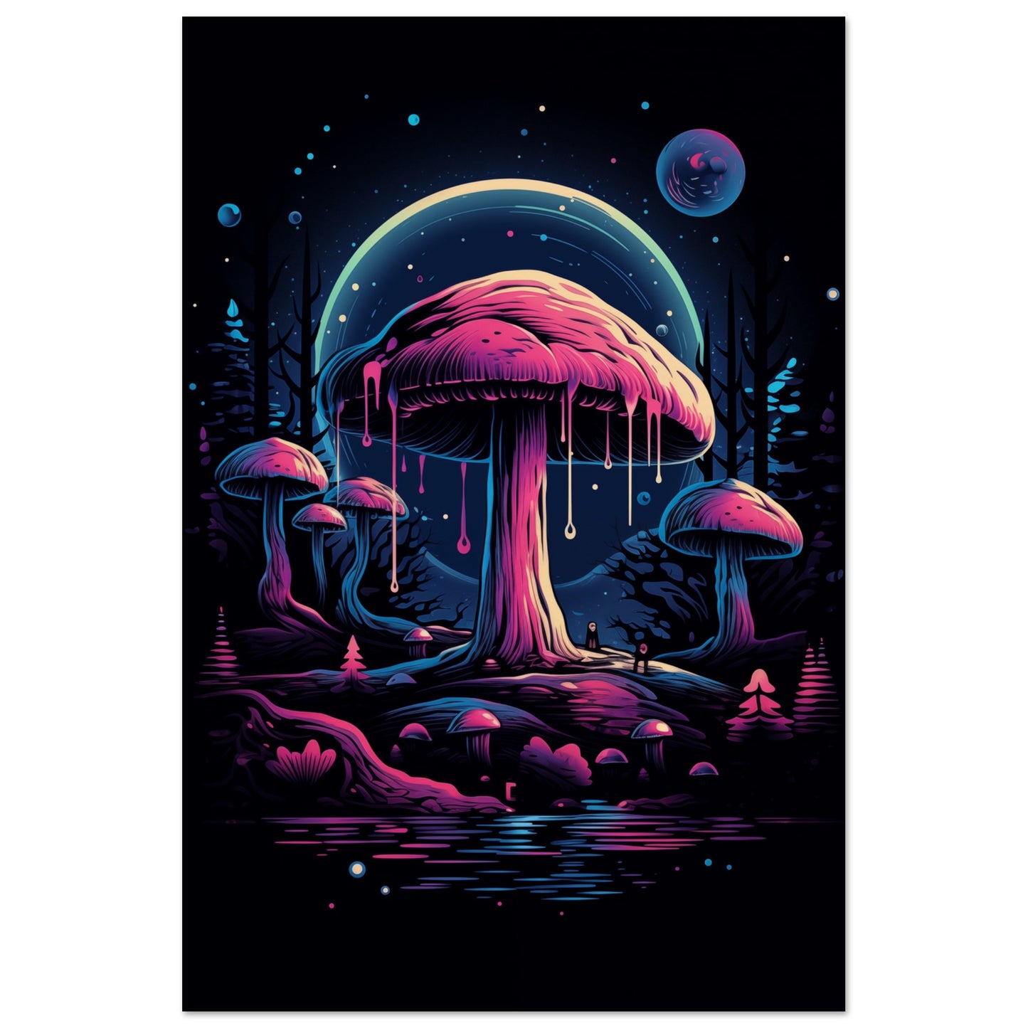 Drippy Mushroom Fantasy Forest Poster