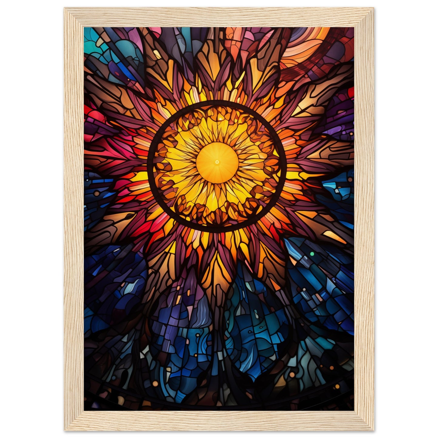 Sun Burst Wooden Framed Poster