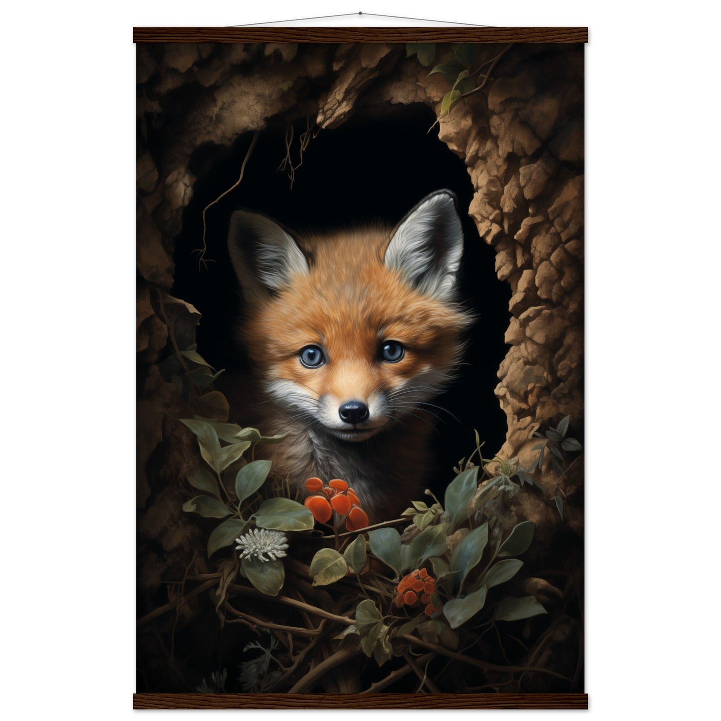 Fuzzy Fox Poster with Hanger