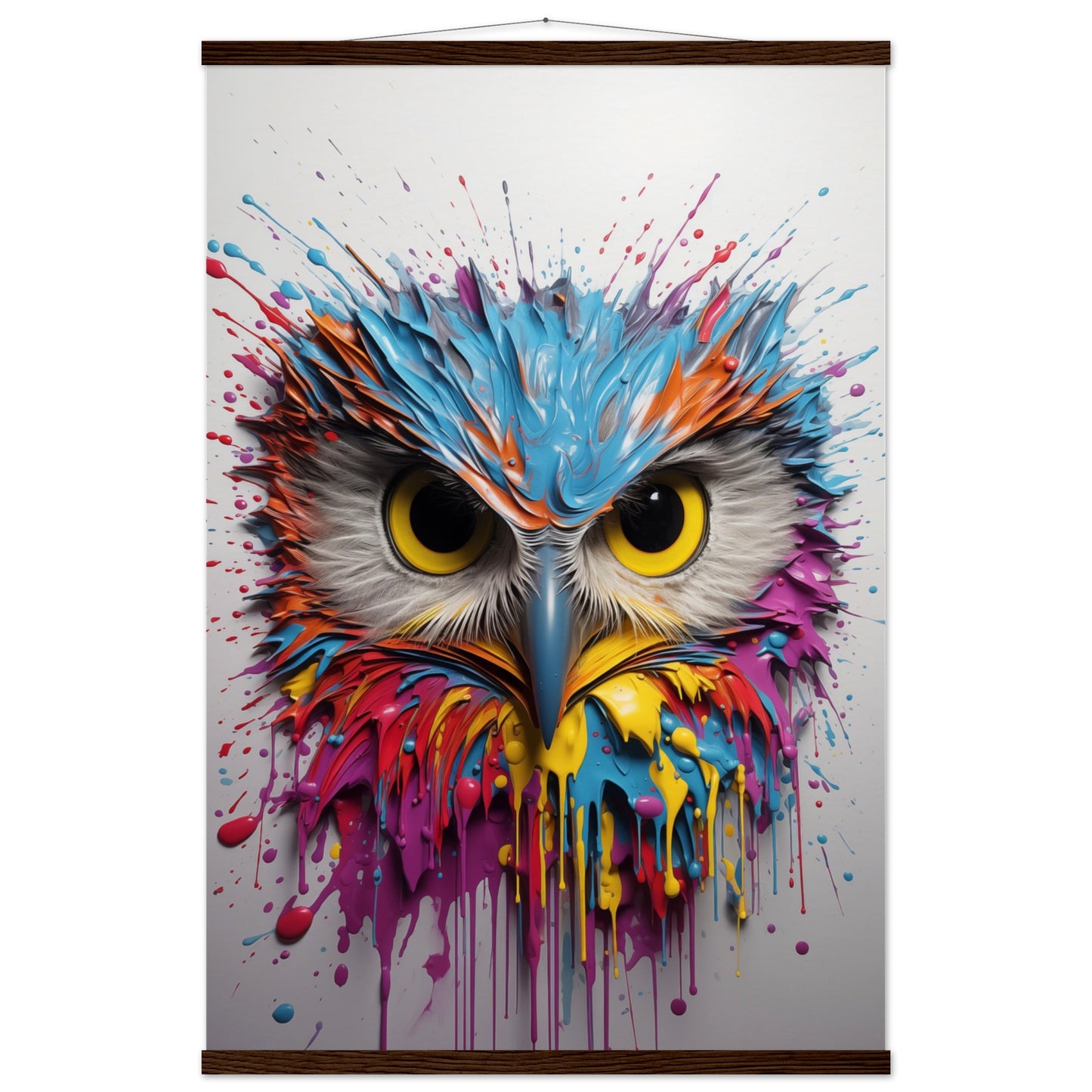 Owl Splash Art Poster with Hanger