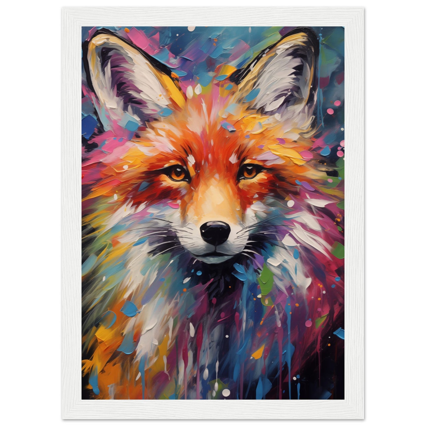 Foxy Splatter Wooden Framed Poster